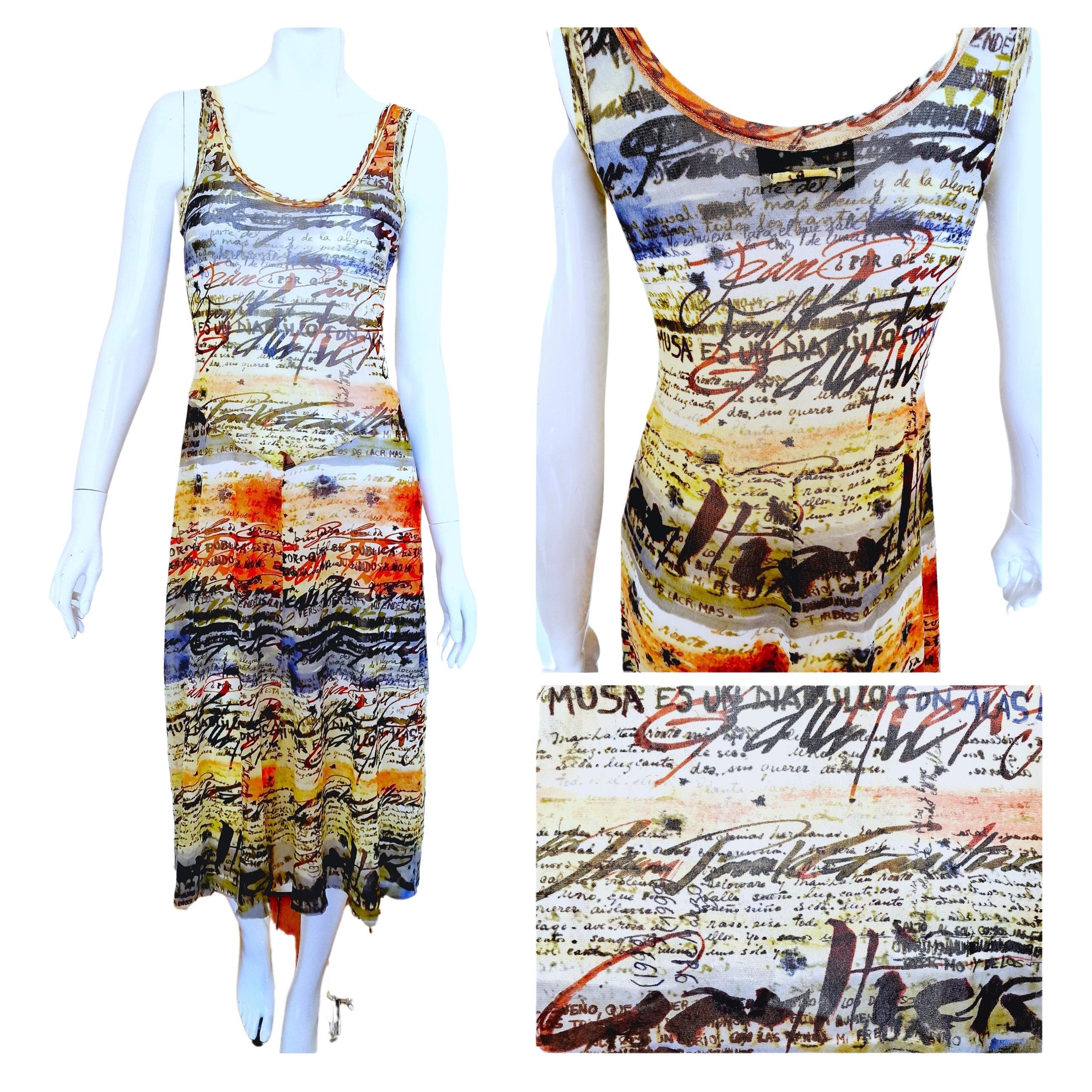 Jean Paul Gaultier Gaultier Text Calligraphy  Spanish Logo Fight Racism Dress For Sale