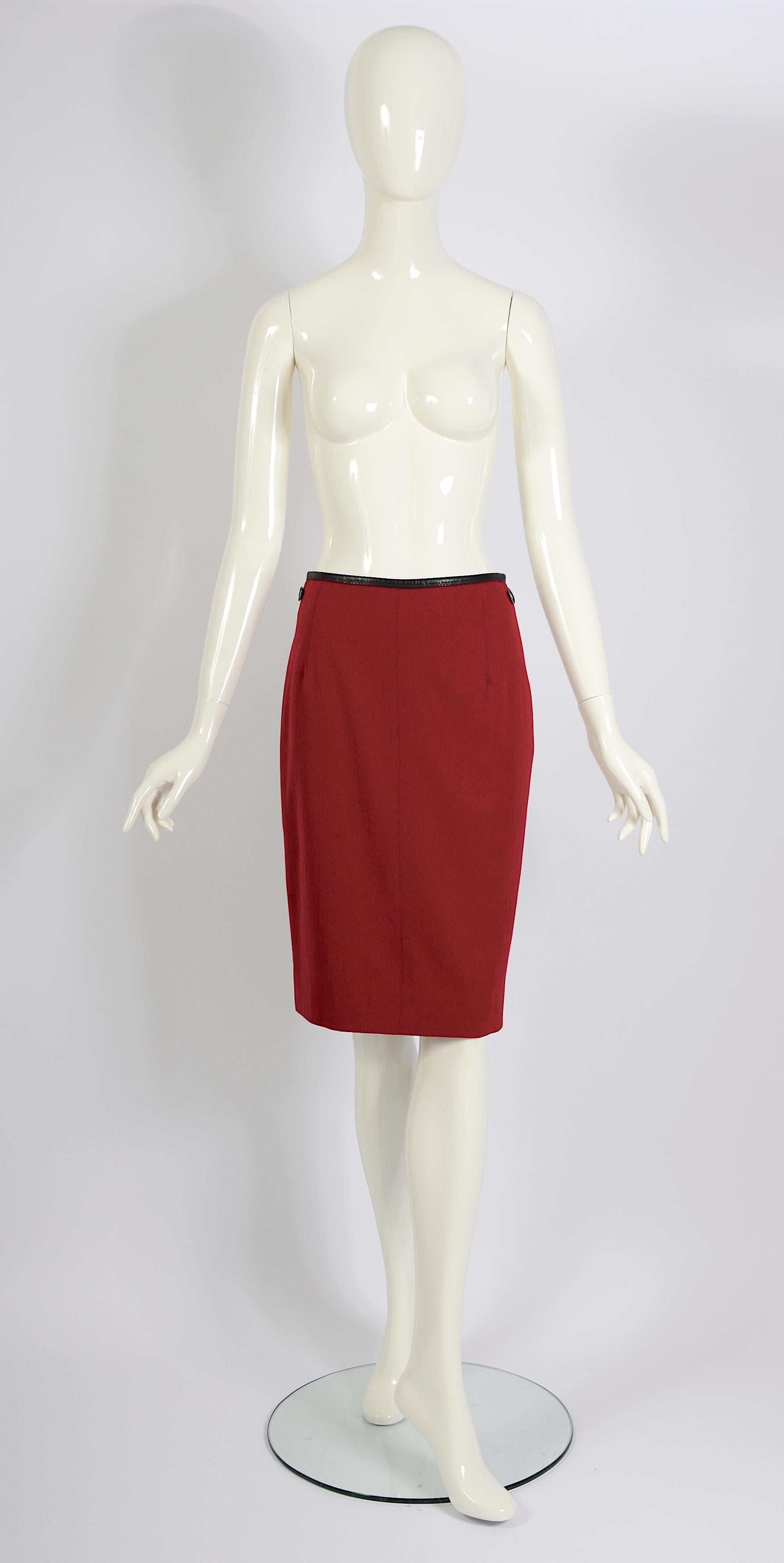 Jean Paul Gaultier Gibo 1980s Vintage Red Wool Safety Pin Jacket & Skirt Suit For Sale 6
