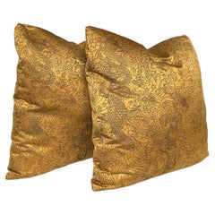 Jean Paul Gaultier Gold Satin Jacquard Pillows - A Pair