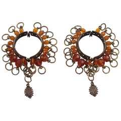 Jean Paul Gaultier Gothic Metal Hoop Clip Earrings