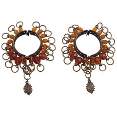 Jean Paul Gaultier Gothic Metal Hoop Clip Earrings