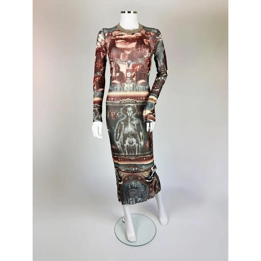 Jean Paul Gaultier Grafisches Netzkleid, c. Frühes 21. Jhdt. (Grau) im Angebot