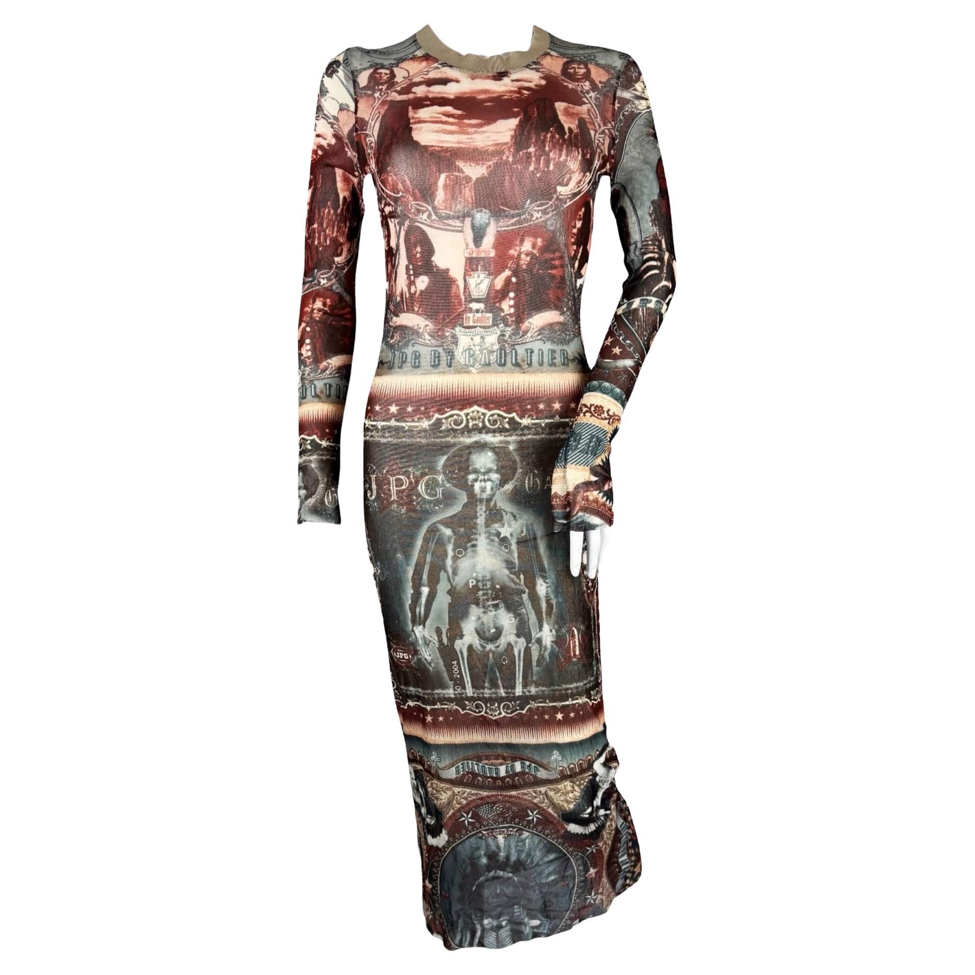 Jean Paul Gaultier Graphic Mesh Dress, c. Début des années 2000