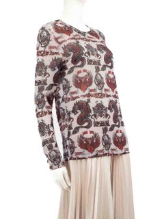 Jean Paul Gaultier Graphic Print Mesh Top Size M