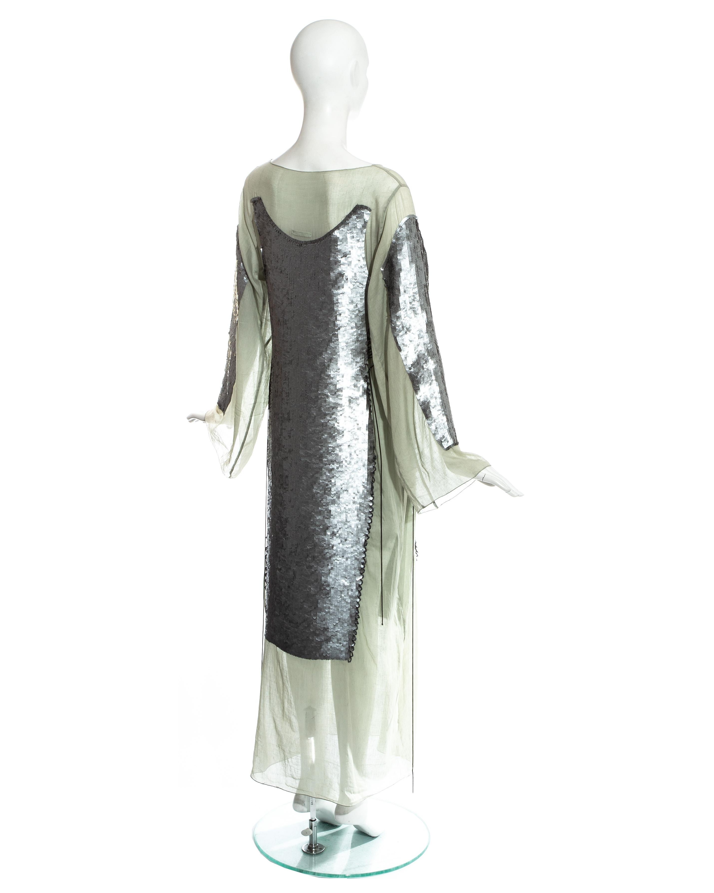 Jean Paul Gaultier green cotton trompe l'oeil sequin lace up dress, ss 1994 2