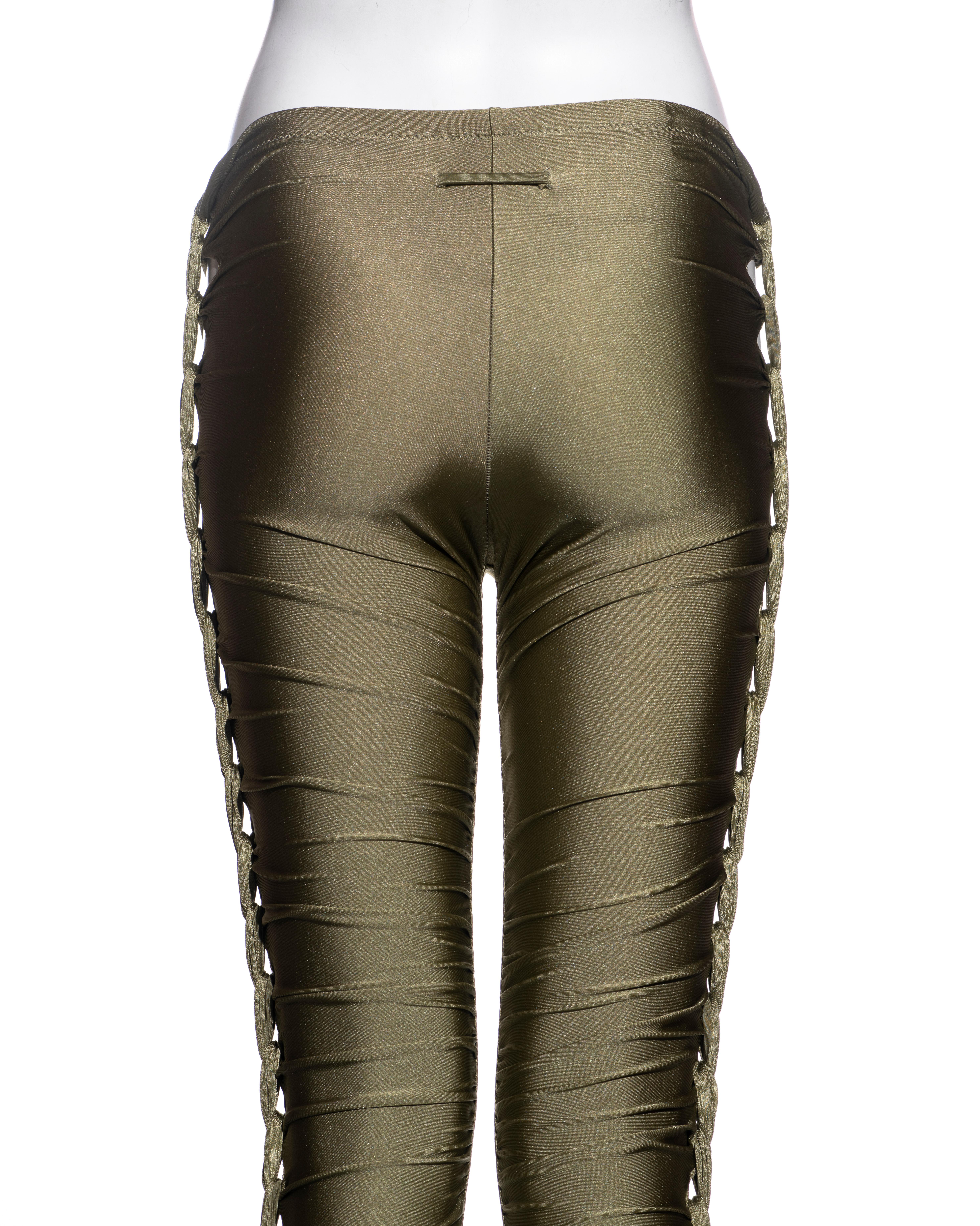 Jean Paul Gaultier green nylon jersey ruched leggings, ss 2011 For Sale 4