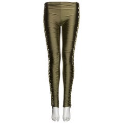 Jean Paul Gaultier leggings fruncidos de punto de nailon verde, ss 2011
