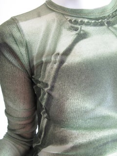 Jean Paul Gaultier Green Sheer Mesh Trompe L'oeil Top