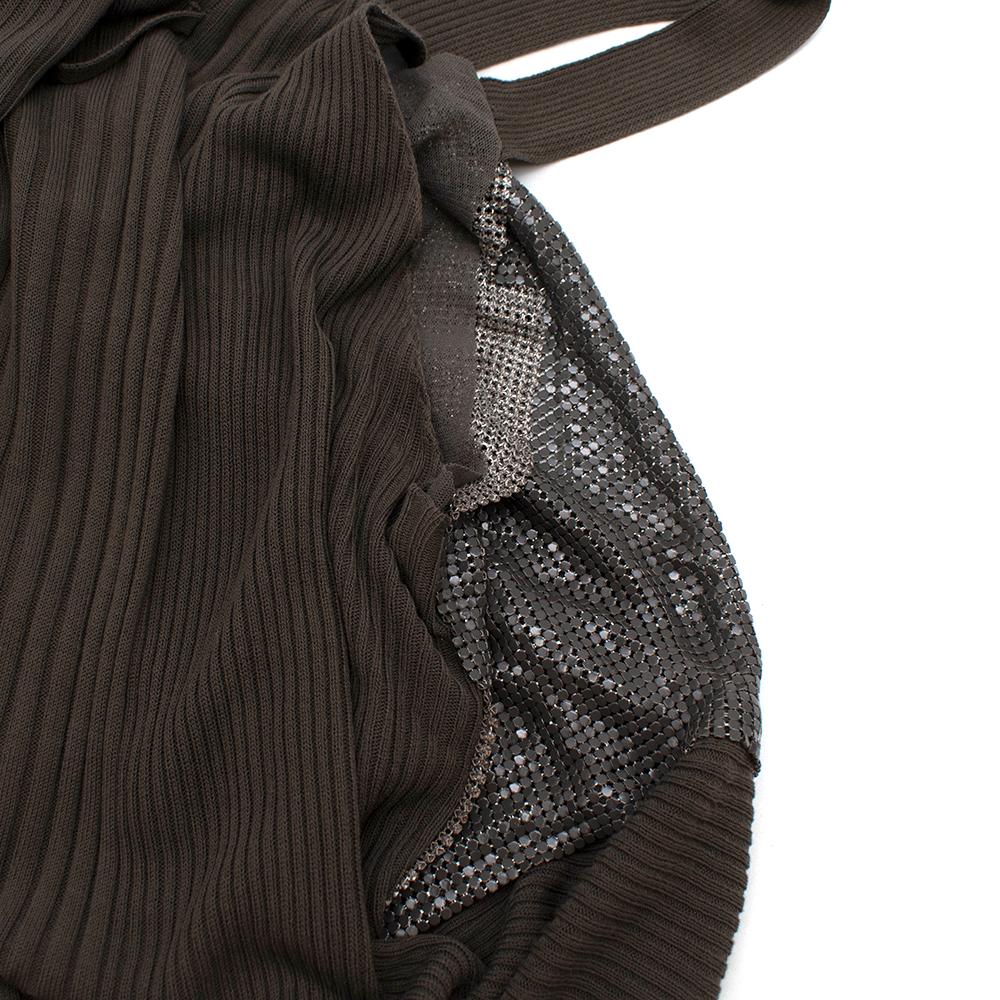 Jean Paul Gaultier Grey Metal Mesh & Knit Draped Top - Size L/XL 2