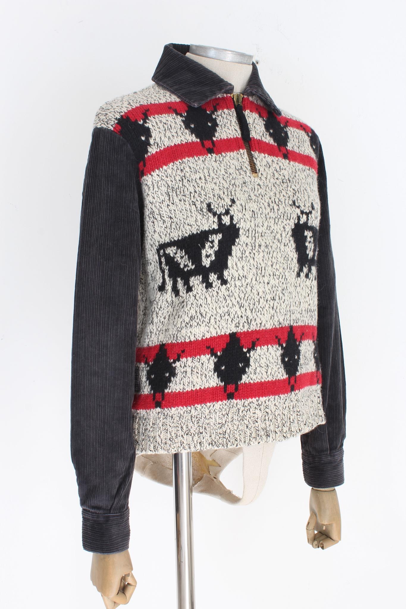 Jean Paul Gaultier Pullover aus grau-roter Wolle  Damen im Angebot