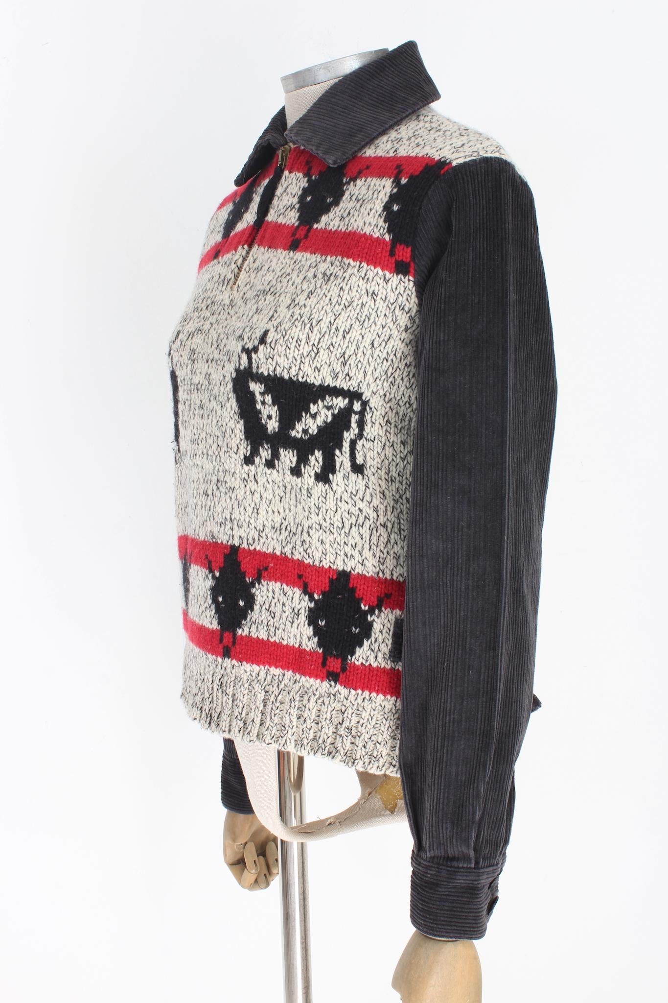 Jean Paul Gaultier Grey Red Wool Sweater  For Sale 1
