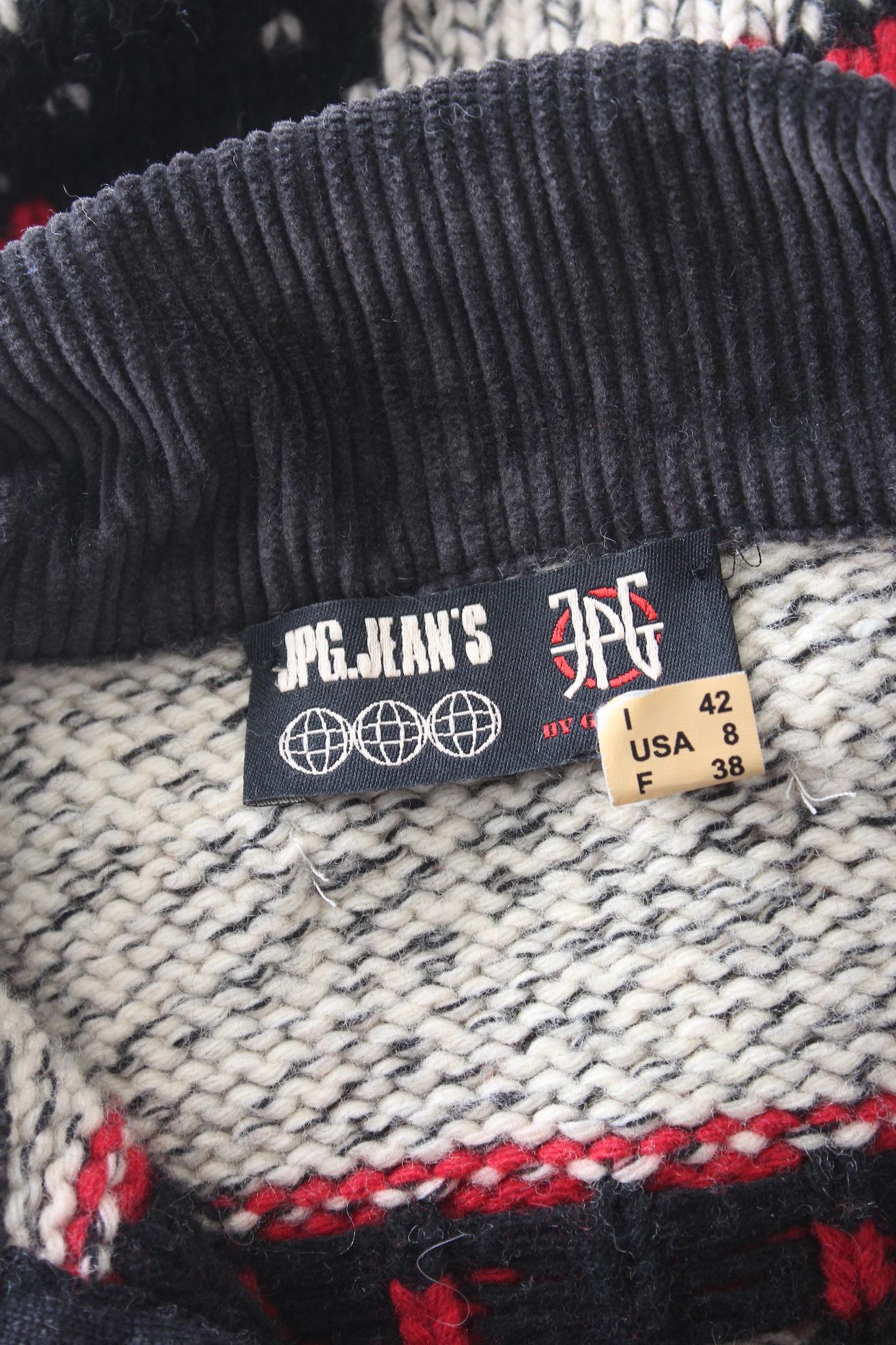 Jean Paul Gaultier Grey Red Wool Sweater  For Sale 2