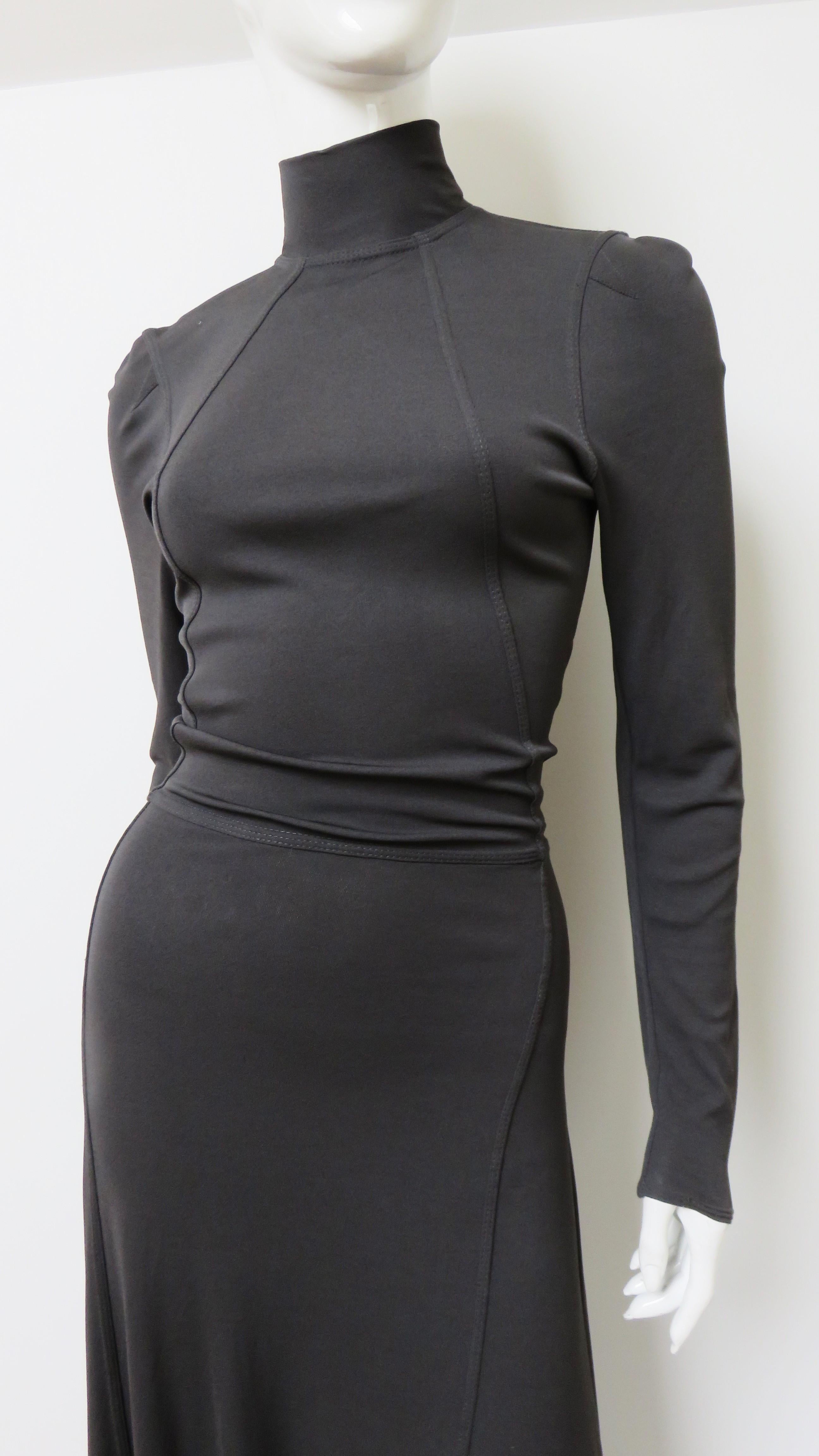 Black Jean Paul Gaultier Grey Zipper Dress 1990s