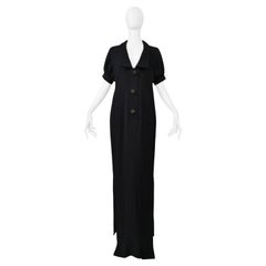 Jean Paul Gaultier Haute Couture Black Ribbed Dress With Rhinestone Buttons