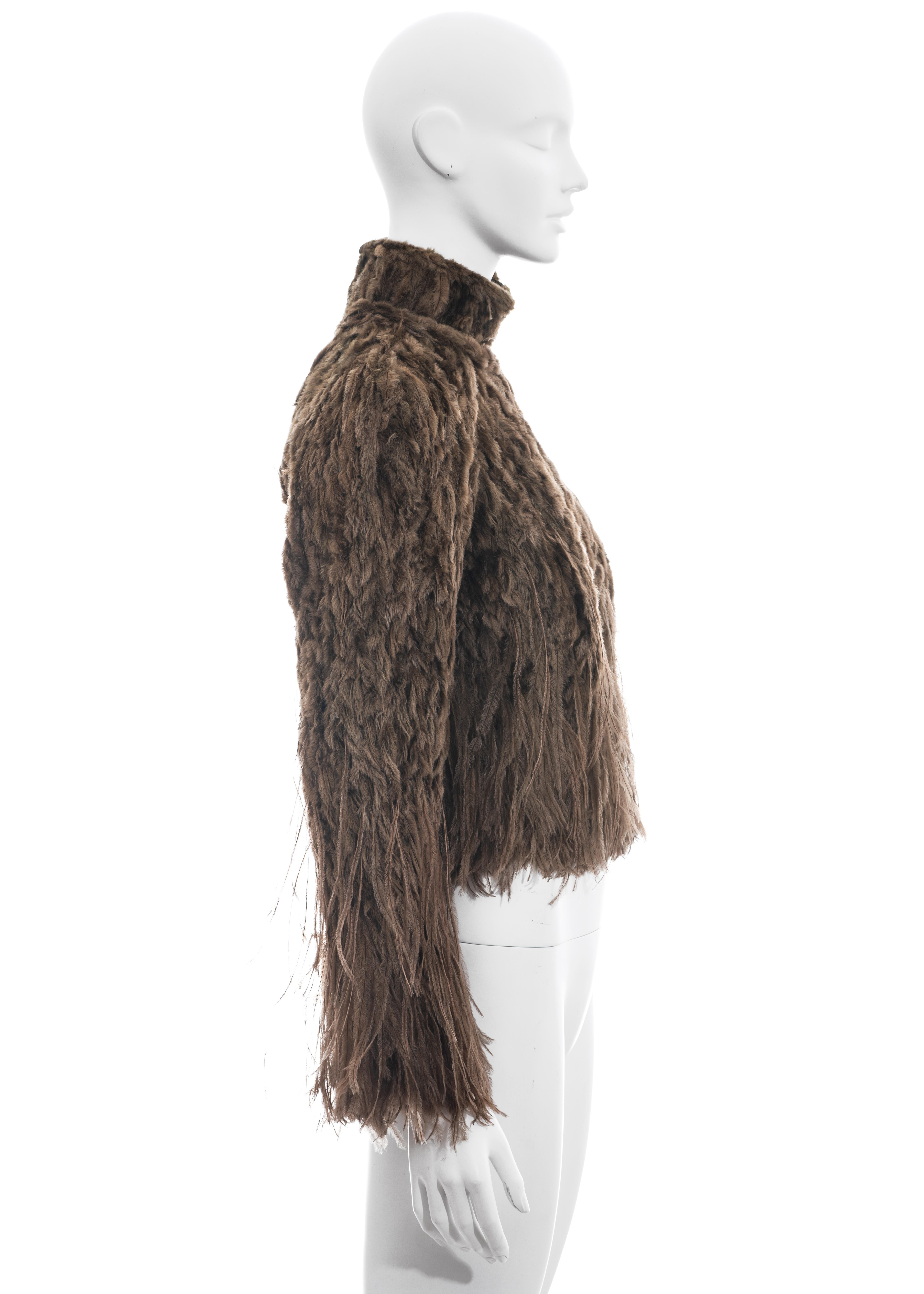 Women's Jean Paul Gaultier Haute Couture brown fur and ostrich feather top, fw 1999 For Sale