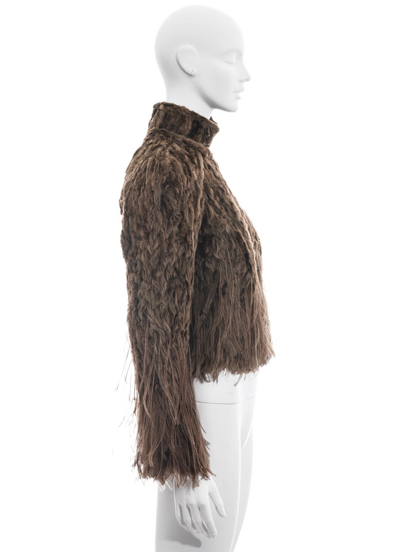 Jean Paul Gaultier Haute Couture brown fur and ostrich feather top, fw 1999 For Sale 3