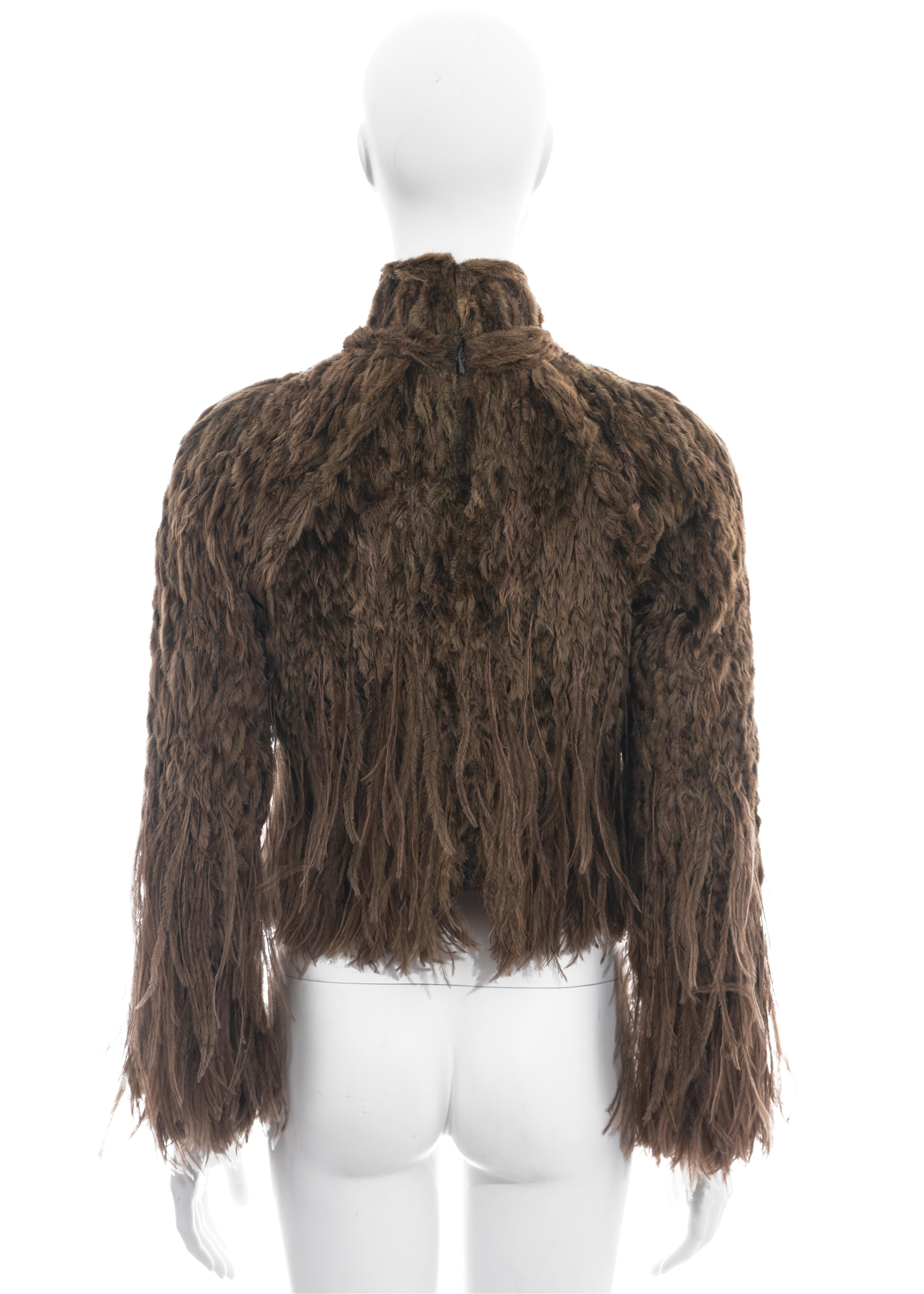 Jean Paul Gaultier Haute Couture brown fur and ostrich feather top, fw 1999 For Sale 1