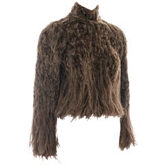 Vintage Jean Paul Gaultier Haute Couture brown fur and ostrich feather top, fw 1999