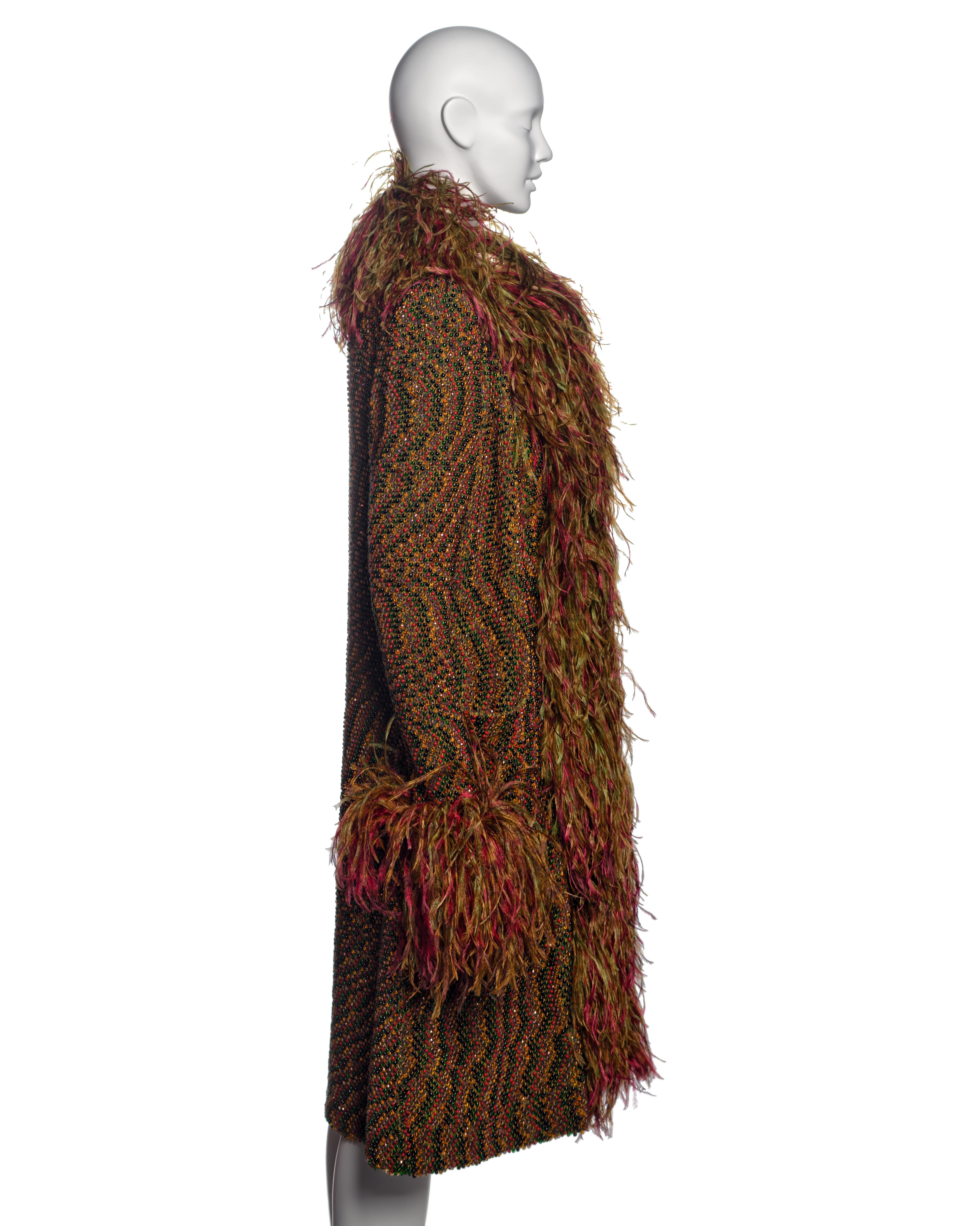 Jean Paul Gaultier Haute Couture Hand-beaded Coat with Ostrich Feathers, FW 1999 For Sale 5