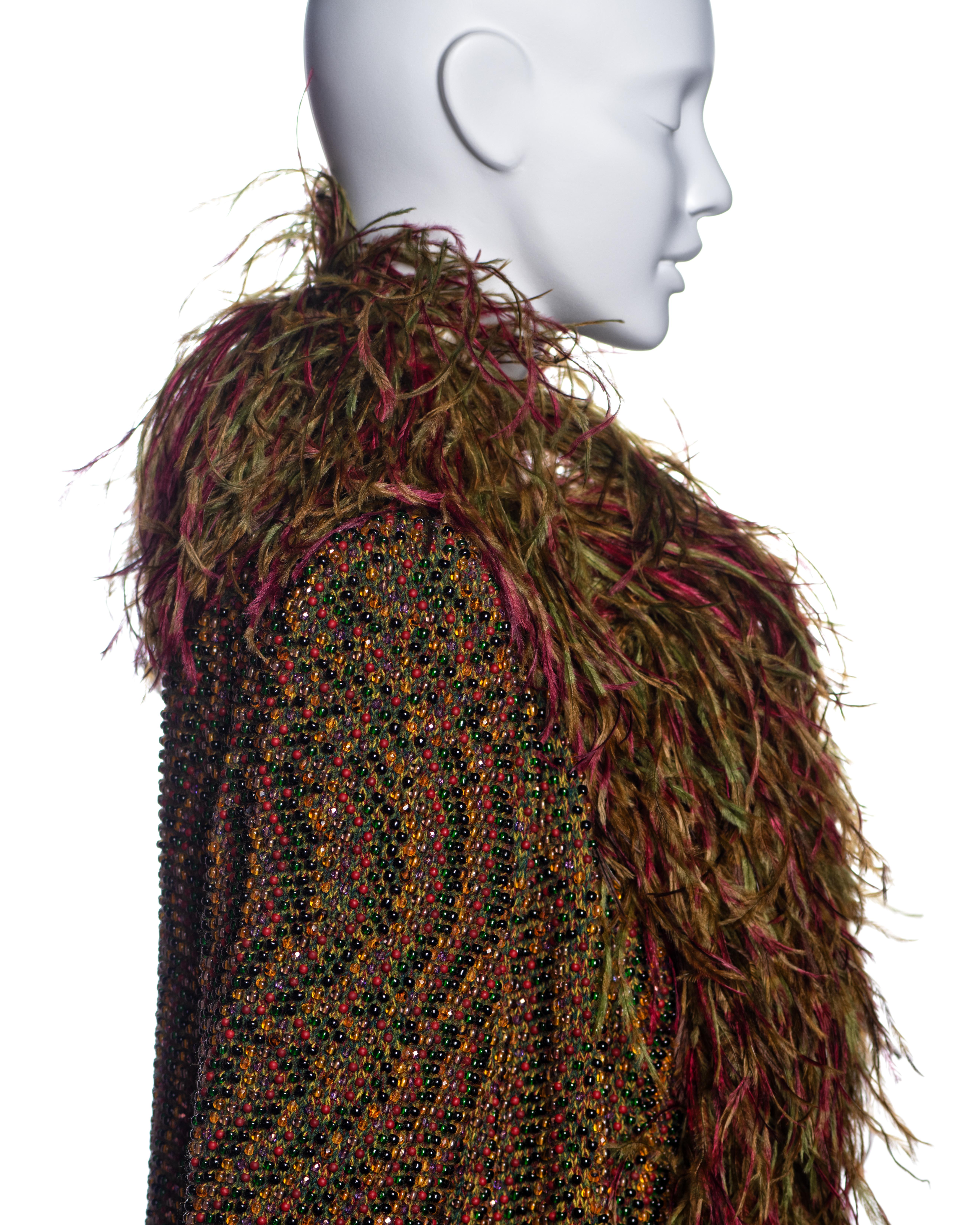Jean Paul Gaultier Haute Couture Hand-beaded Coat with Ostrich Feathers, FW 1999 For Sale 6