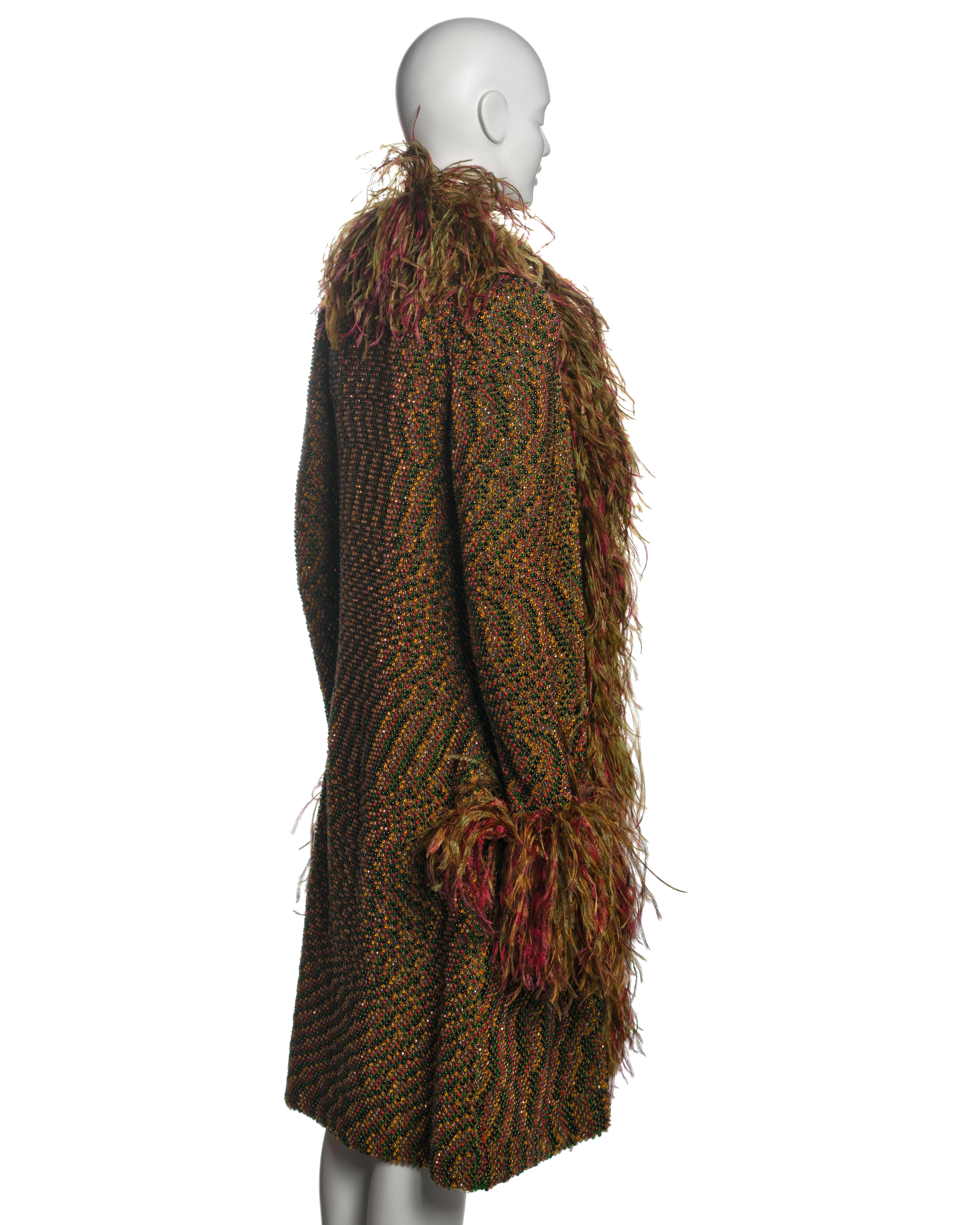 Jean Paul Gaultier Haute Couture Hand-beaded Coat with Ostrich Feathers, FW 1999 For Sale 7