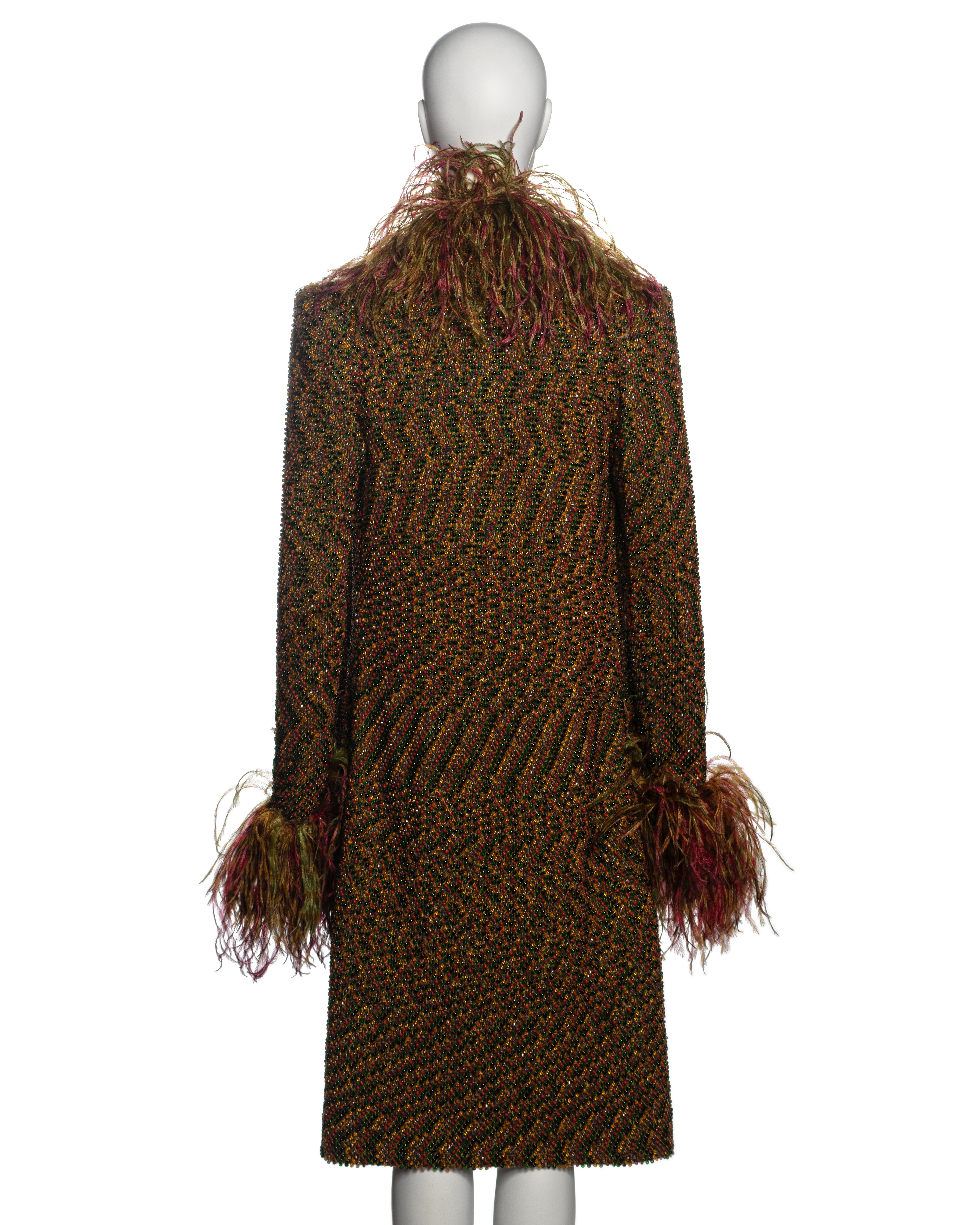 Jean Paul Gaultier Haute Couture Hand-beaded Coat with Ostrich Feathers, FW 1999 For Sale 8
