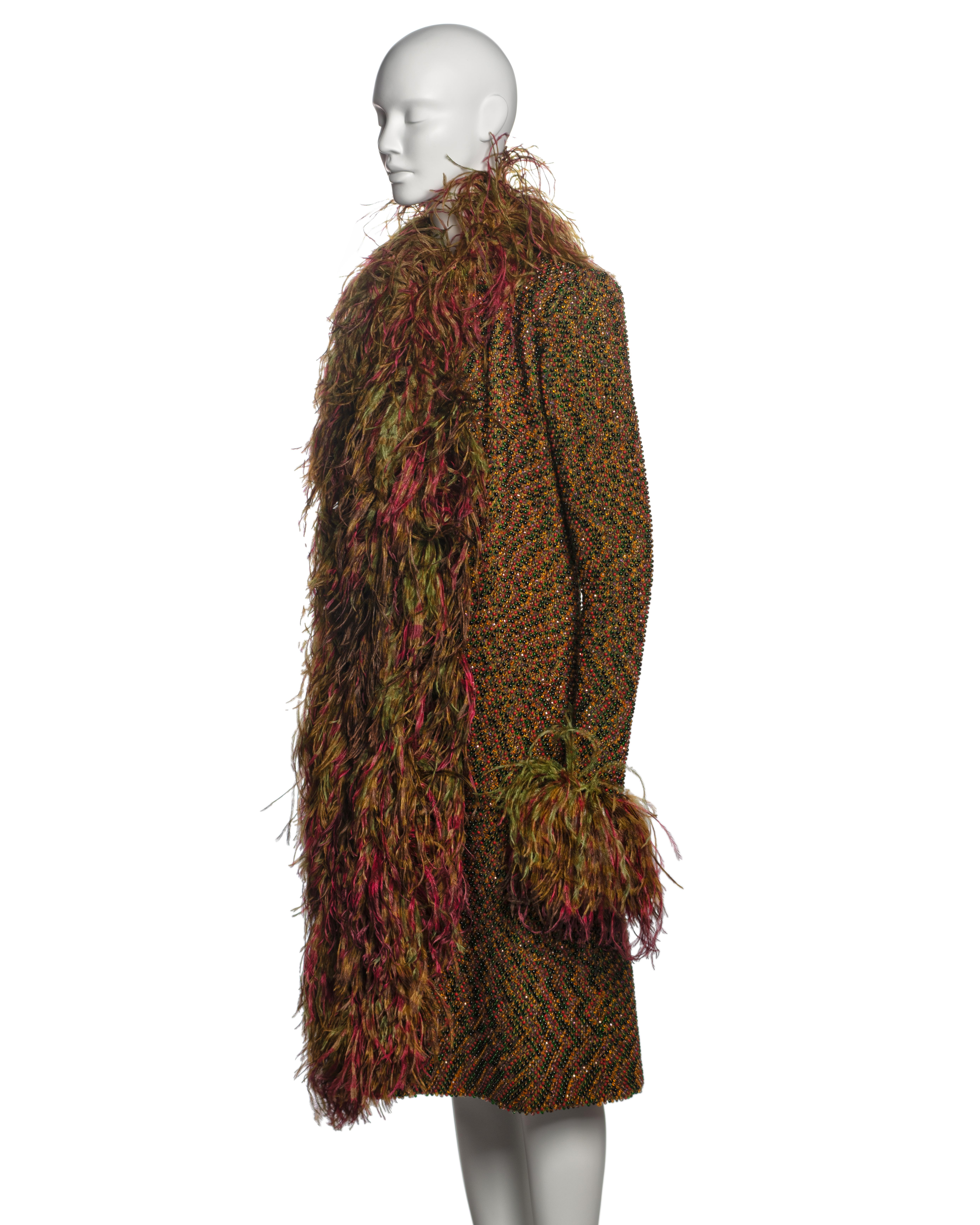 Jean Paul Gaultier Haute Couture Hand-beaded Coat with Ostrich Feathers, FW 1999 For Sale 10