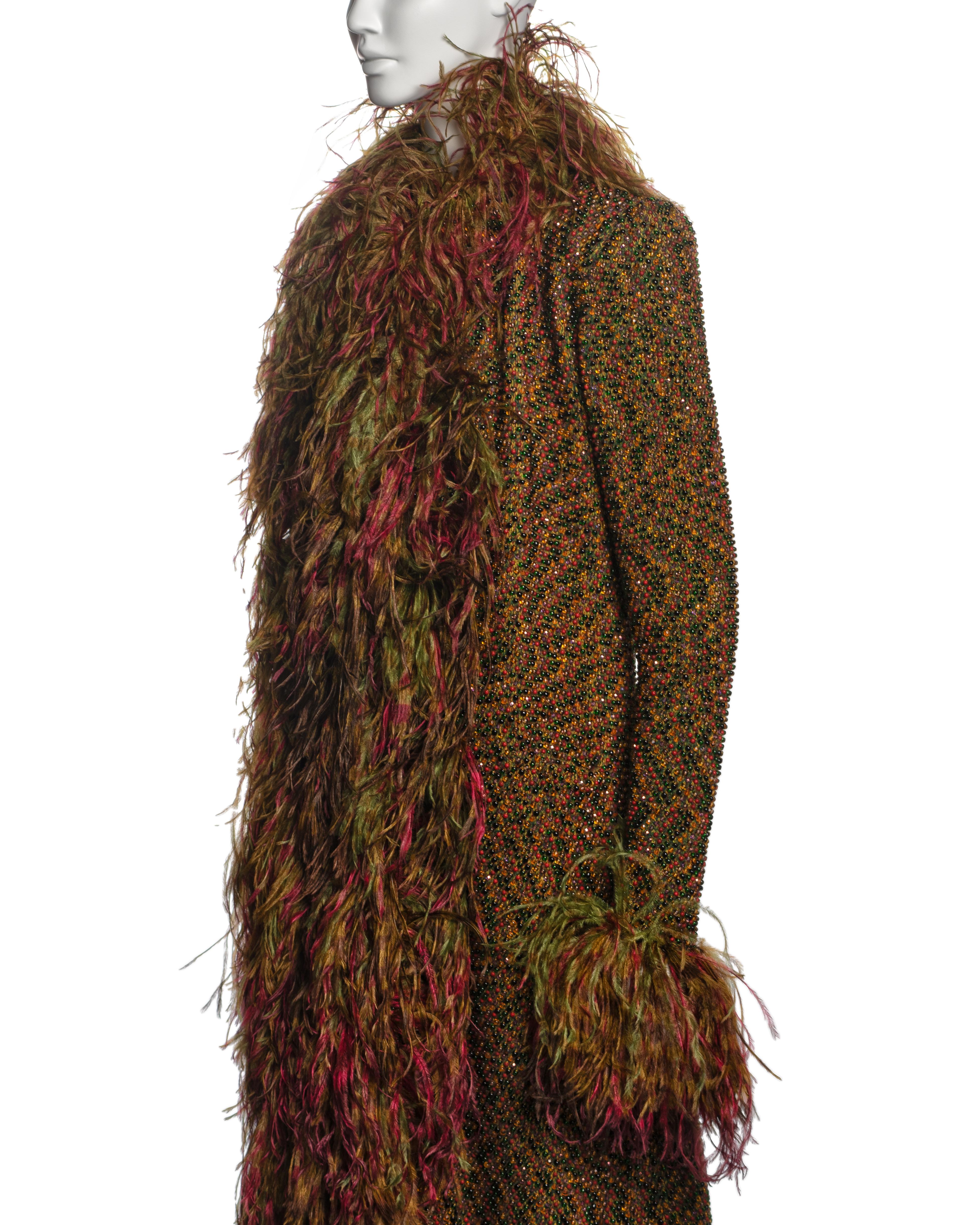 Jean Paul Gaultier Haute Couture Hand-beaded Coat with Ostrich Feathers, FW 1999 For Sale 11