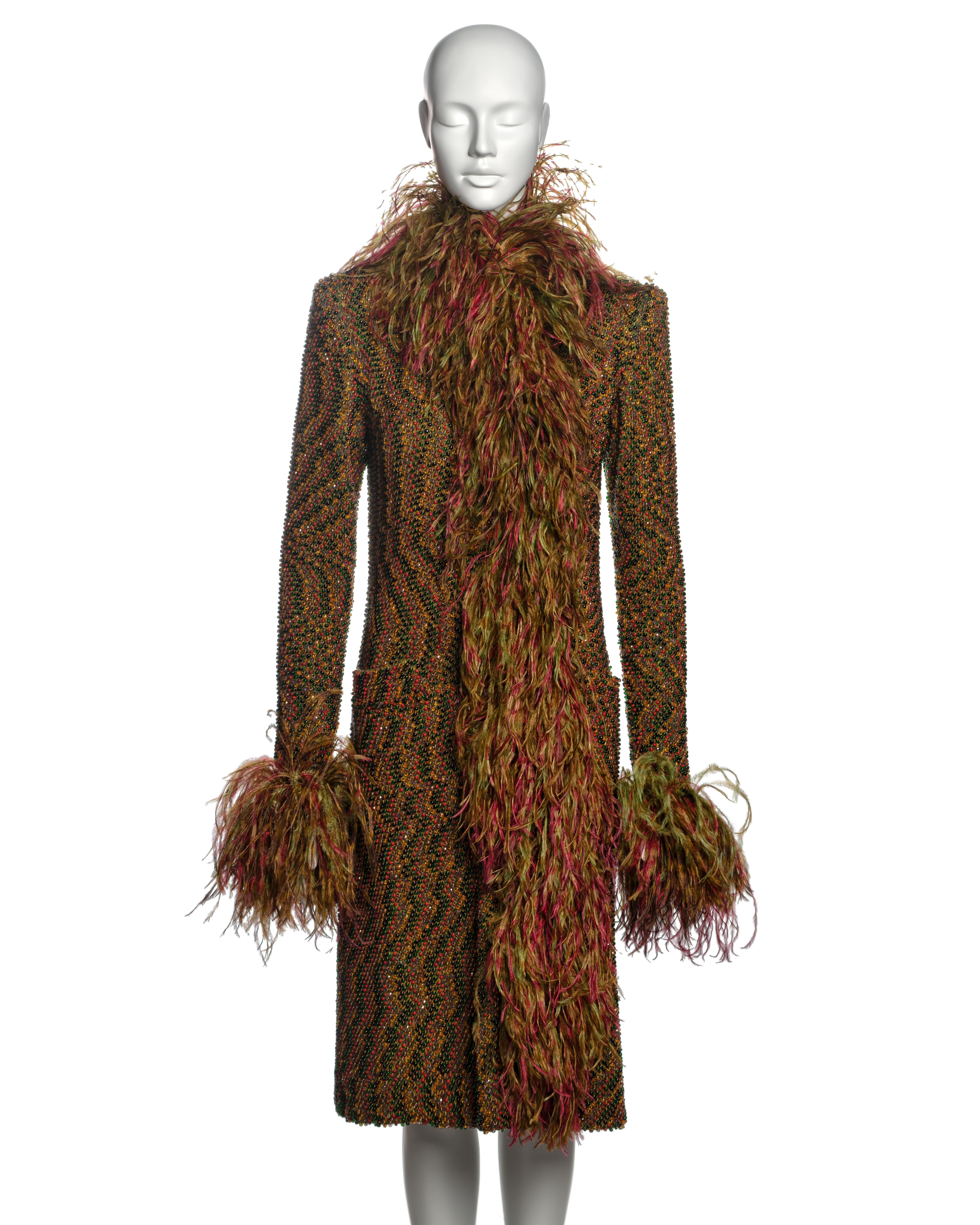 Jean Paul Gaultier Haute Couture Hand-beaded Coat with Ostrich Feathers, FW 1999 For Sale 13