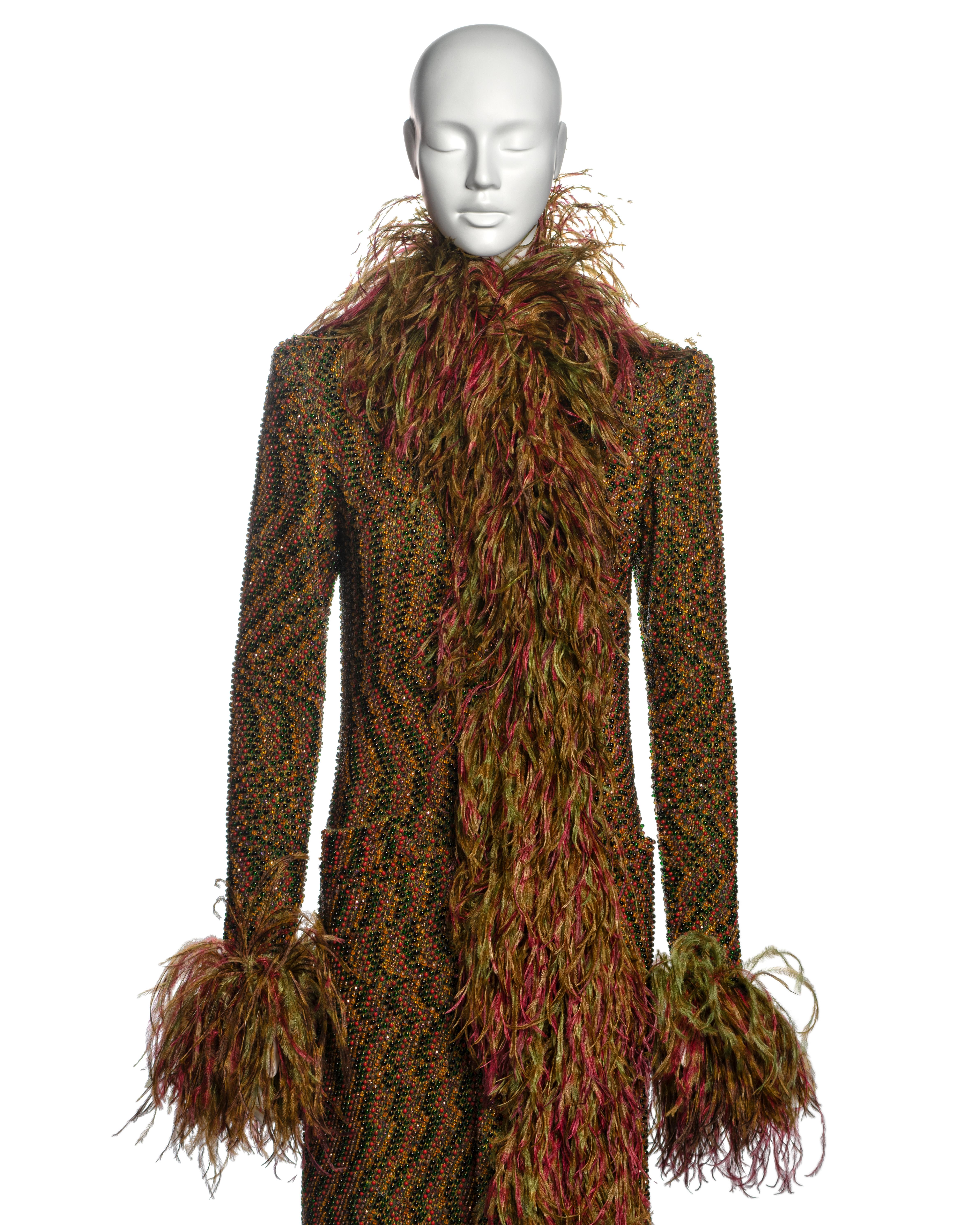 Jean Paul Gaultier Haute Couture Hand-beaded Coat with Ostrich Feathers, FW 1999 For Sale 14