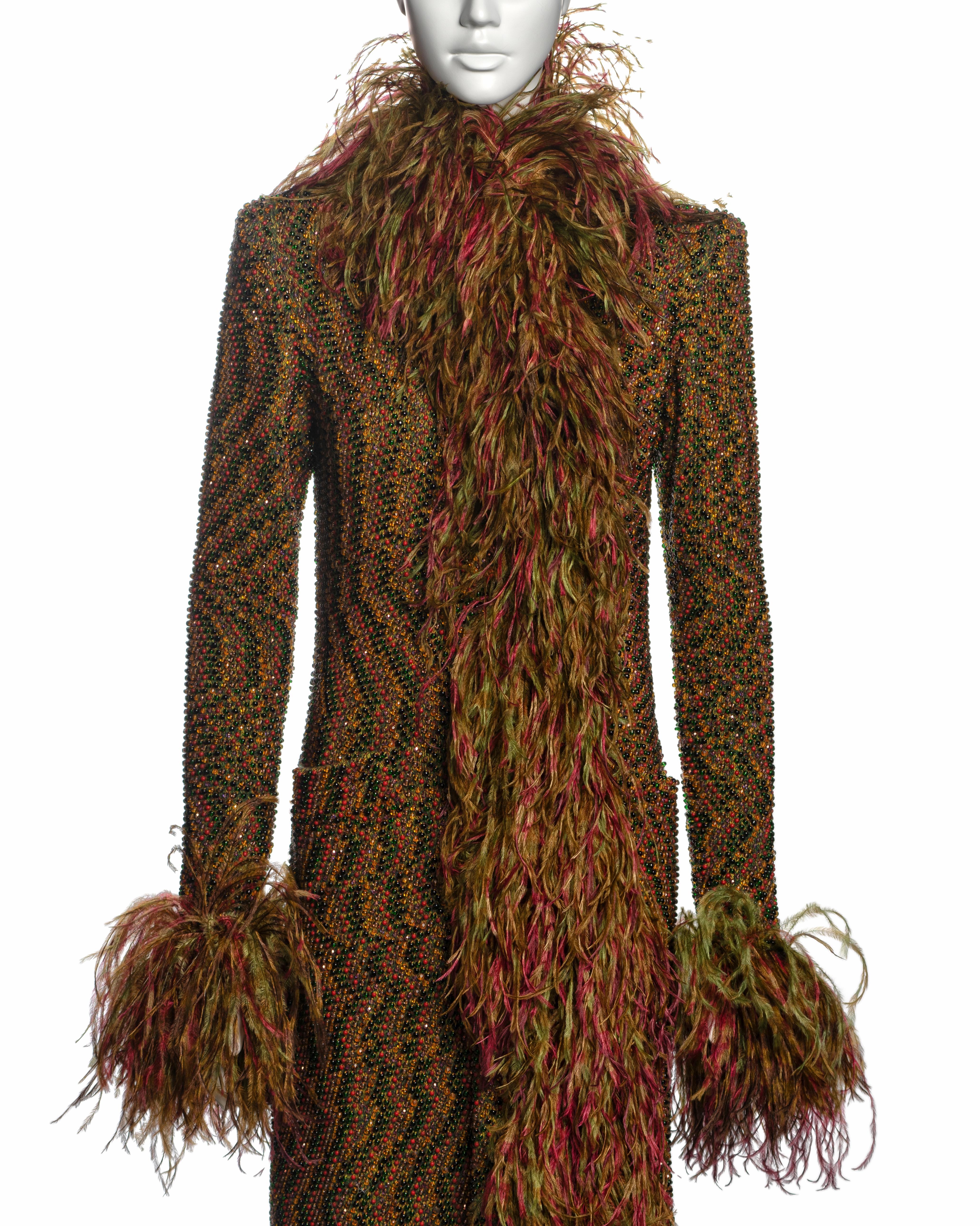 Jean Paul Gaultier Haute Couture Hand-beaded Coat with Ostrich Feathers, FW 1999 For Sale 15