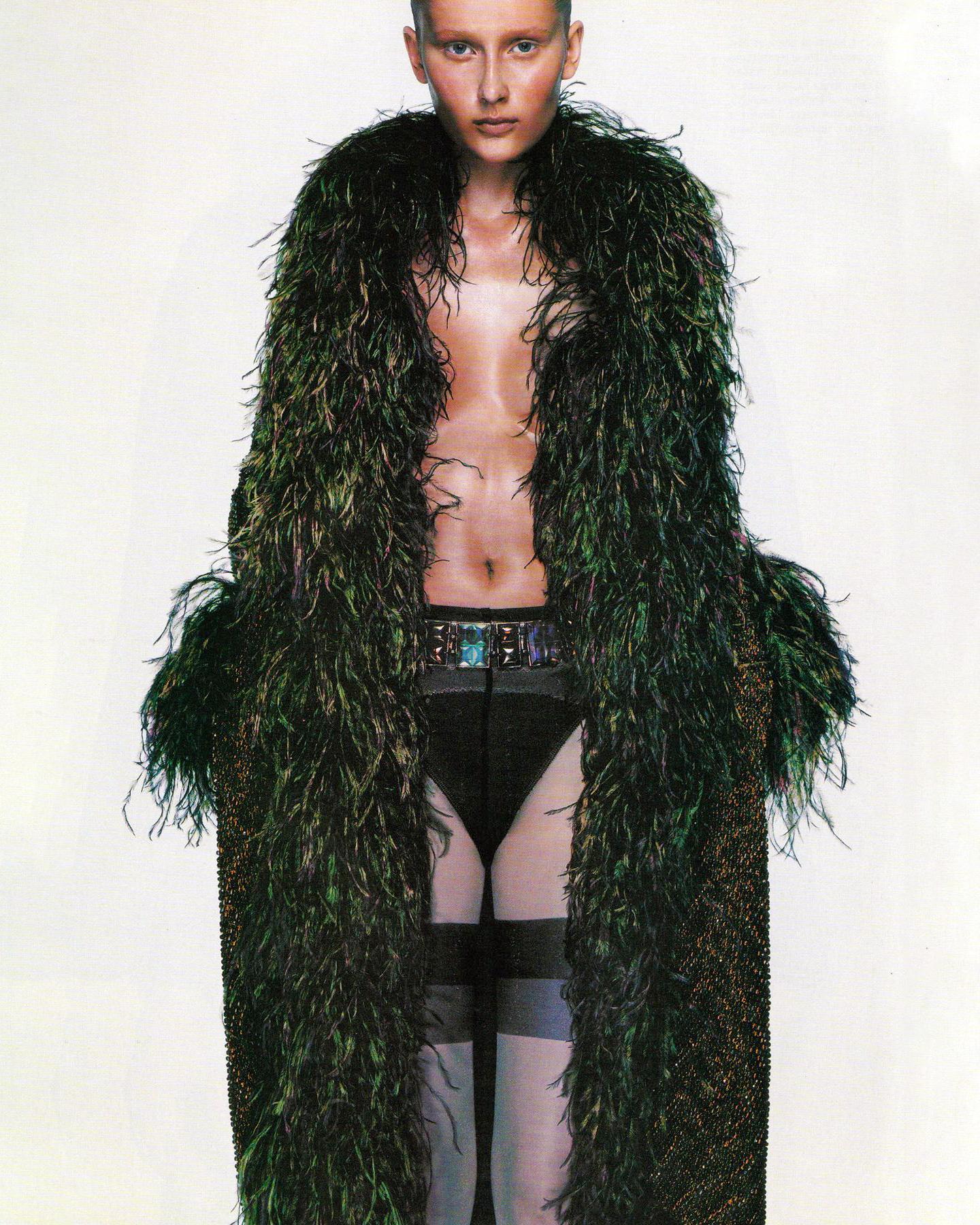 Jean Paul Gaultier Haute Couture Hand-beaded Coat with Ostrich Feathers, FW 1999 For Sale 1