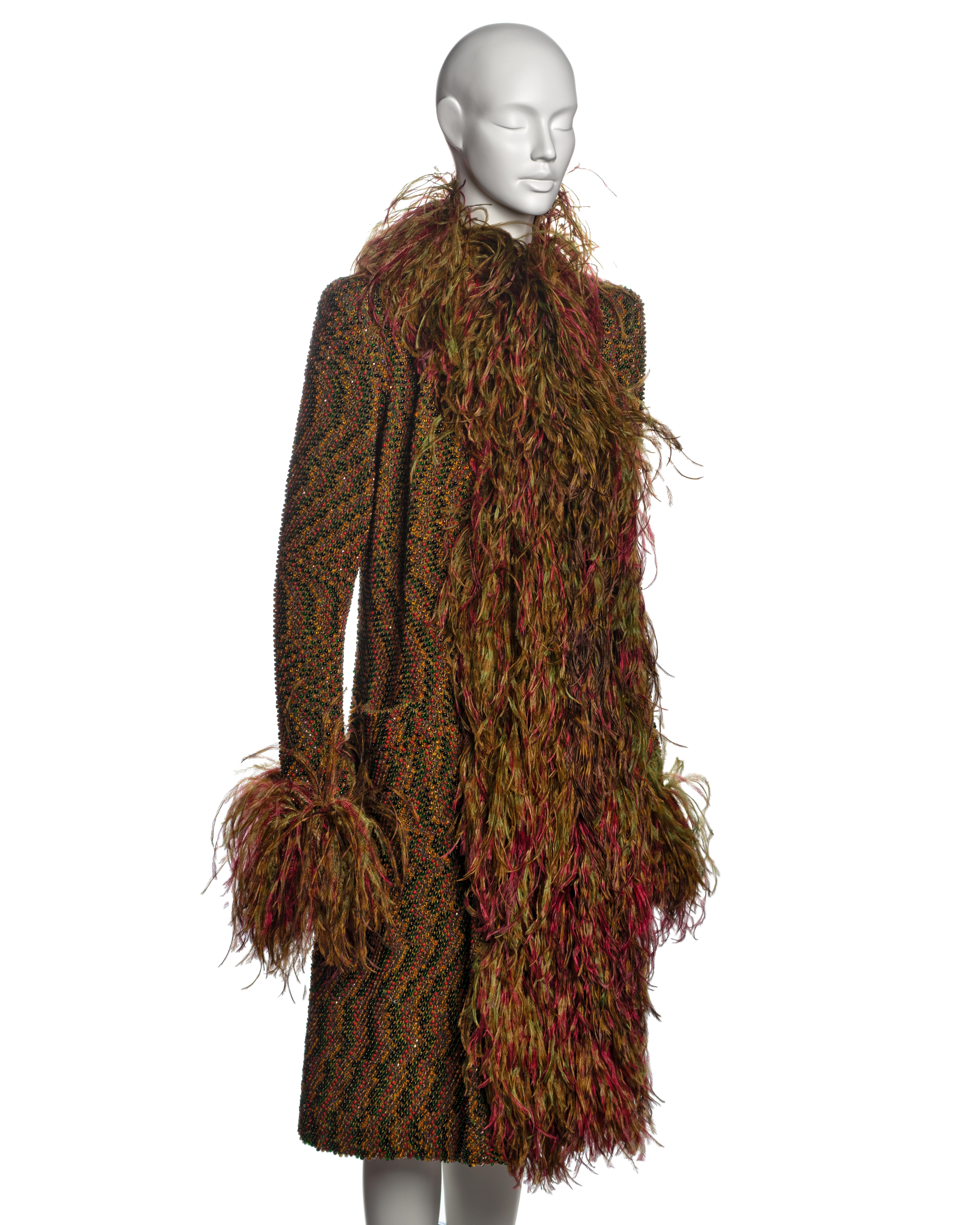 Jean Paul Gaultier Haute Couture Hand-beaded Coat with Ostrich Feathers, FW 1999 For Sale 2