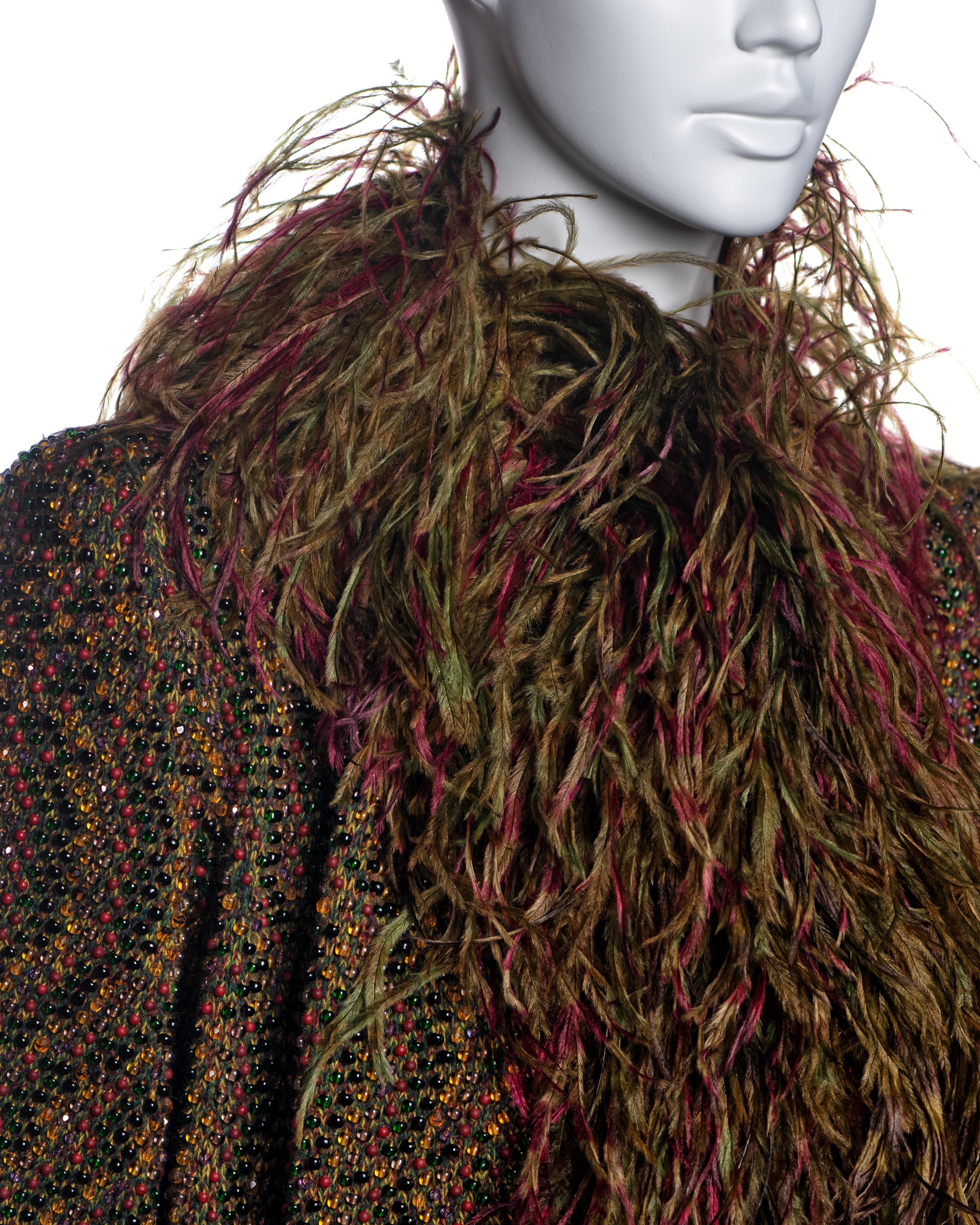 Jean Paul Gaultier Haute Couture Hand-beaded Coat with Ostrich Feathers, FW 1999 For Sale 3