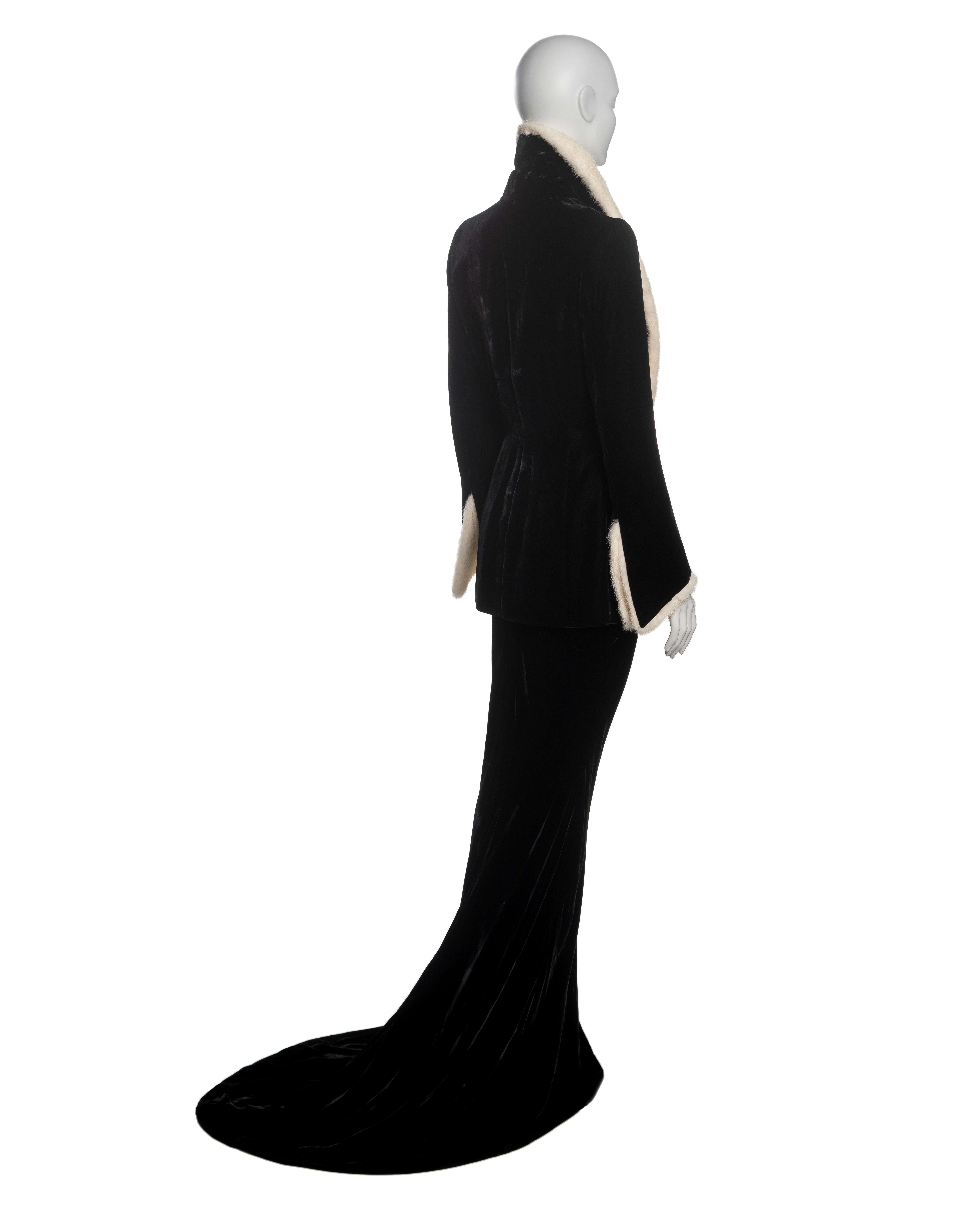 Conjunto de noche de terciopelo de alta costura Jean Paul Gaultier con piel de visón, FW 1999 5