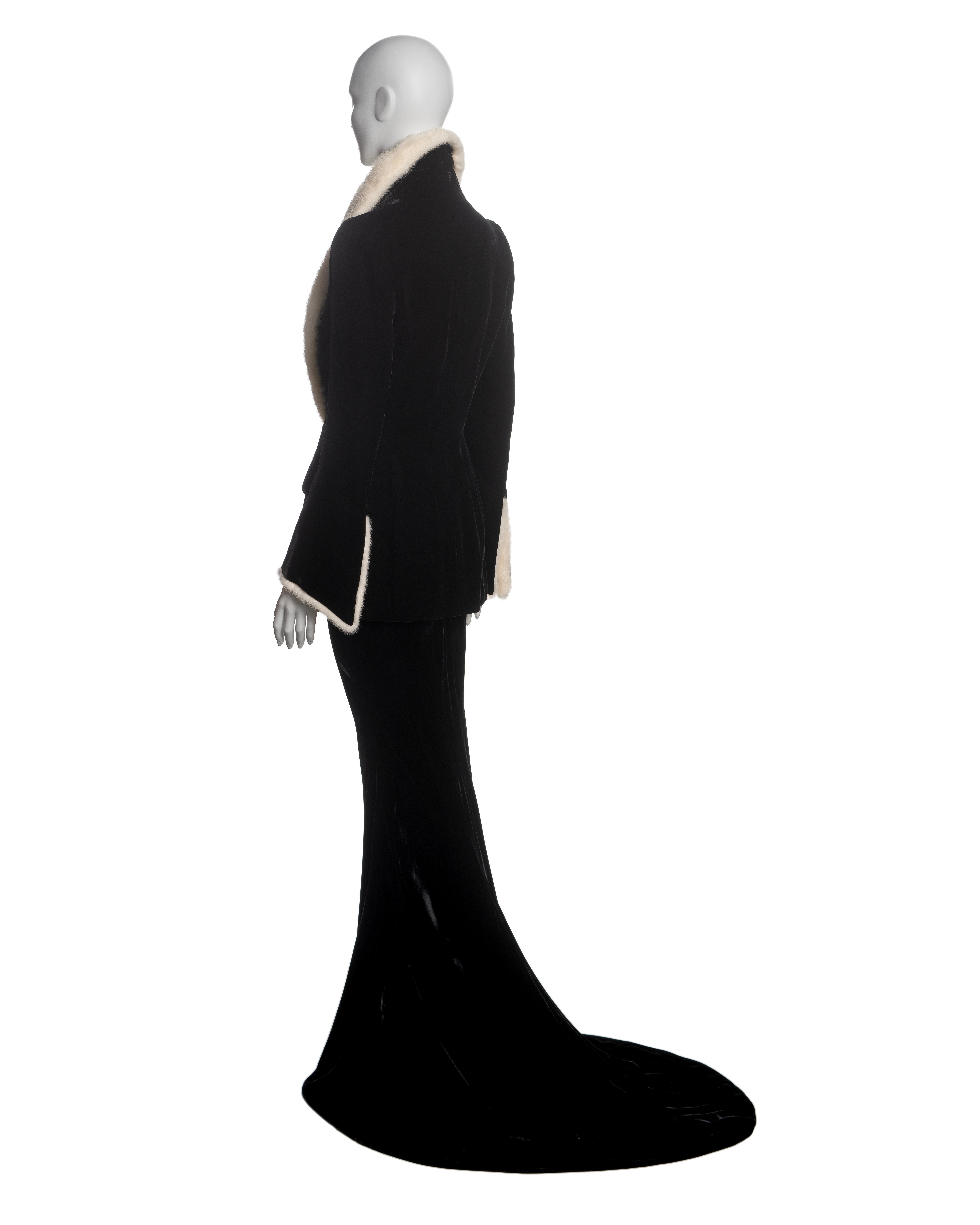Conjunto de noche de terciopelo de alta costura Jean Paul Gaultier con piel de visón, FW 1999 7