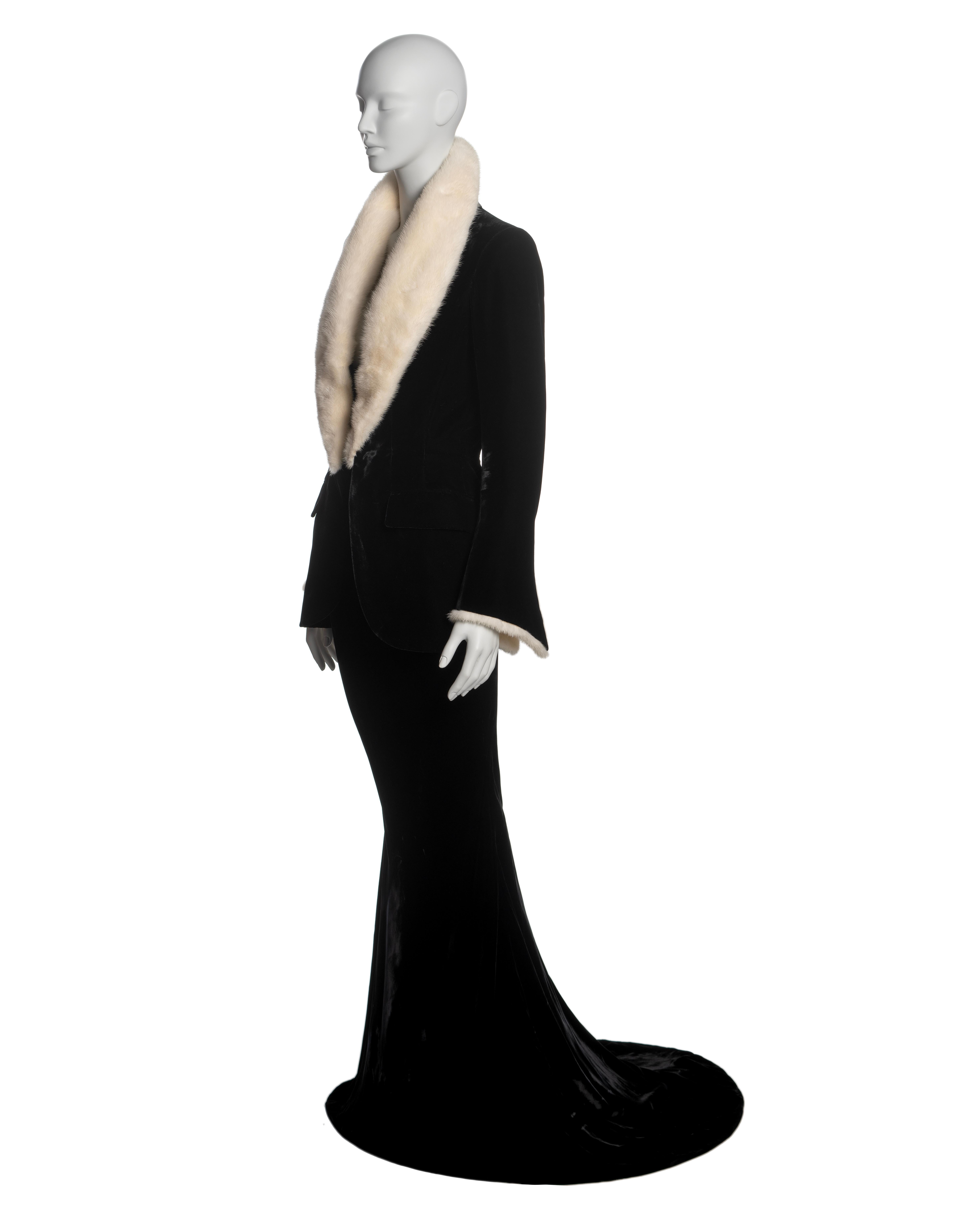 Conjunto de noche de terciopelo de alta costura Jean Paul Gaultier con piel de visón, FW 1999 9
