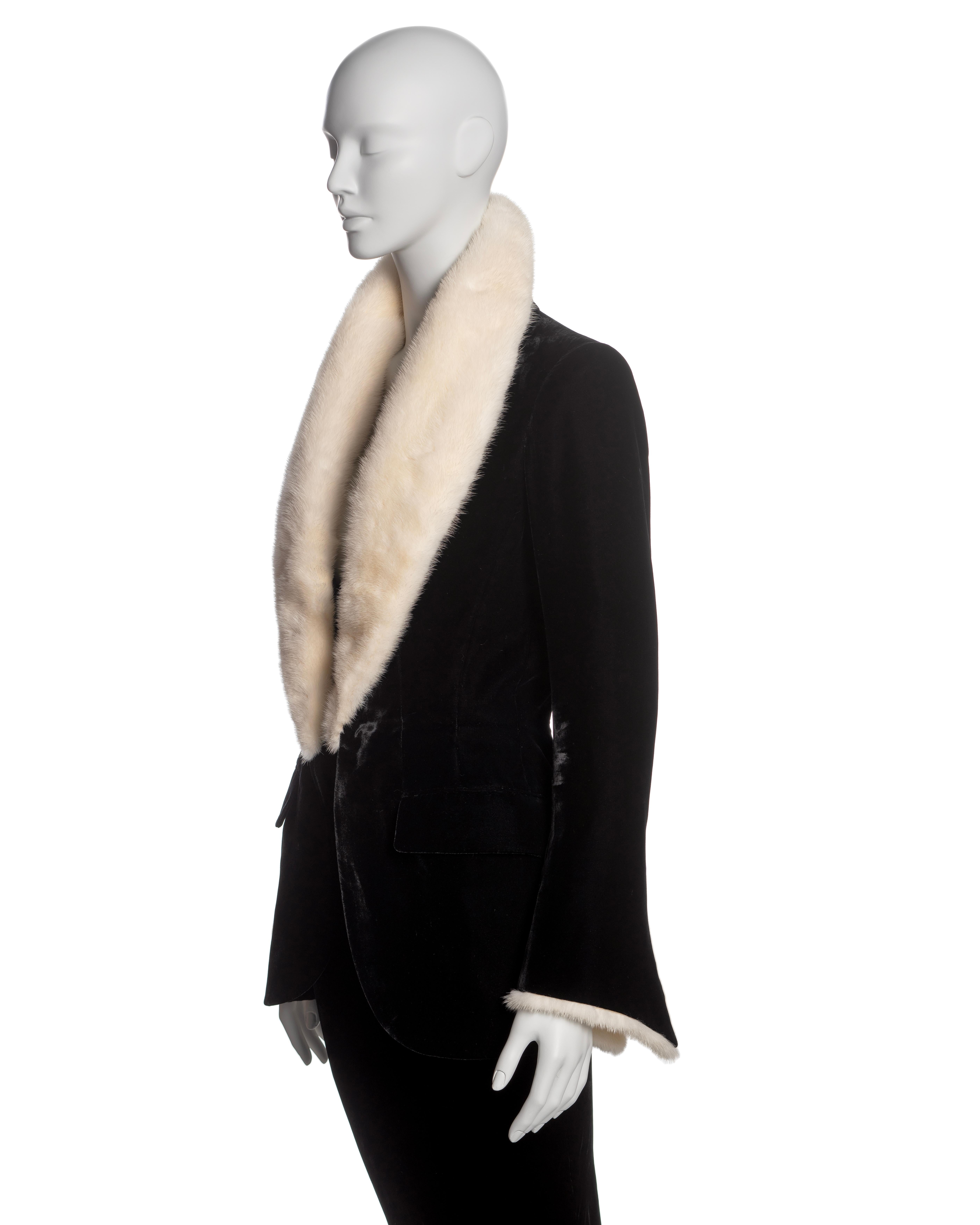 Conjunto de noche de terciopelo de alta costura Jean Paul Gaultier con piel de visón, FW 1999 10