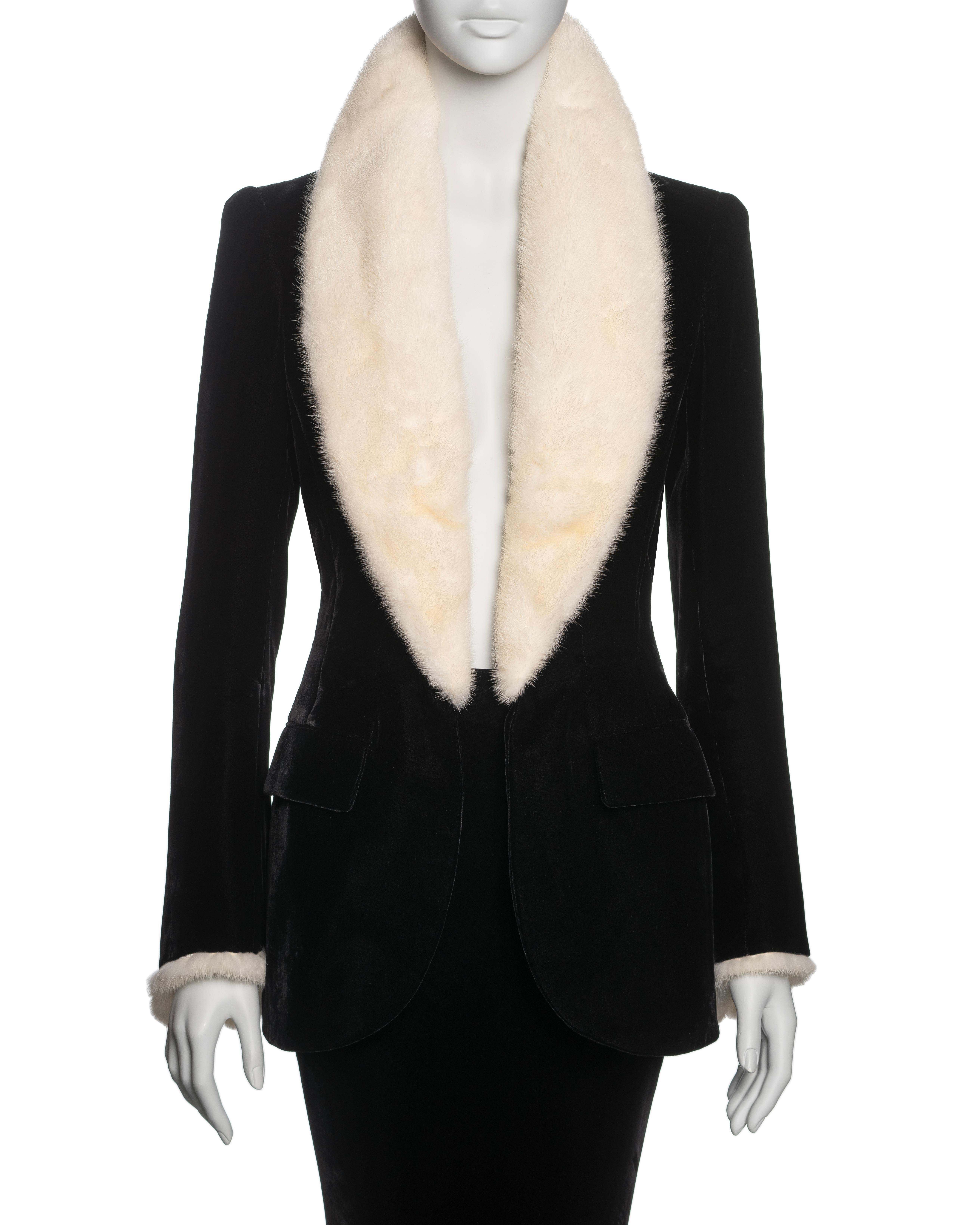 Conjunto de noche de terciopelo de alta costura Jean Paul Gaultier con piel de visón, FW 1999 en Excelente Estado en London, GB