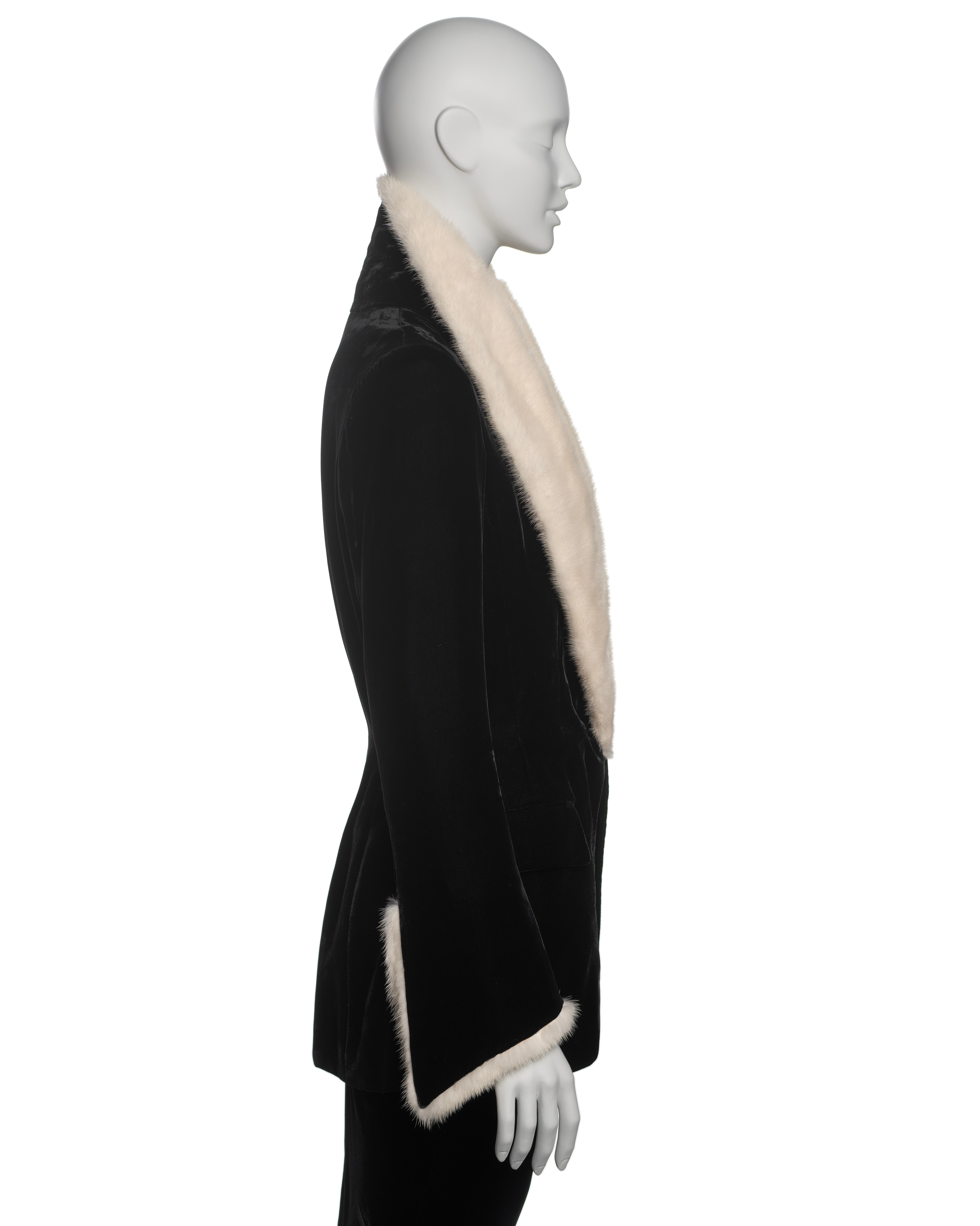 Conjunto de noche de terciopelo de alta costura Jean Paul Gaultier con piel de visón, FW 1999 3