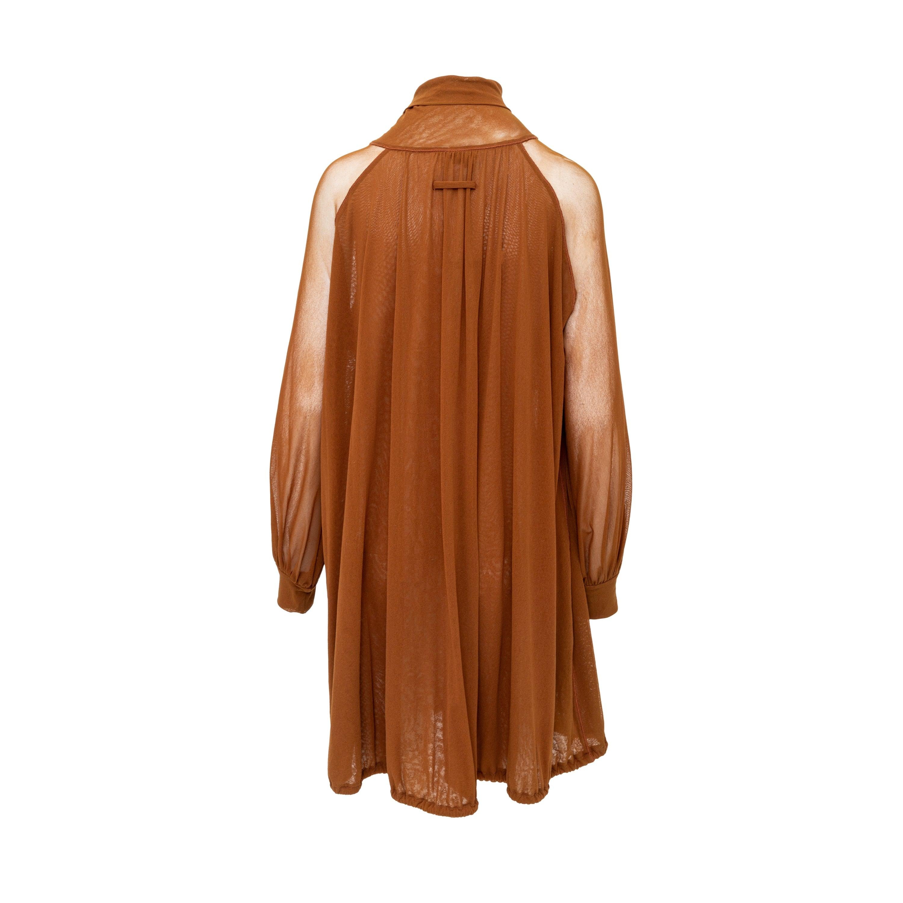 Brown Jean Paul Gaultier Highneck Mesh Dress - '00s For Sale