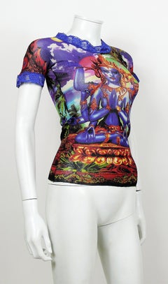 Jean Paul Gaultier Hindu Deity Sheer Mesh Top Size M