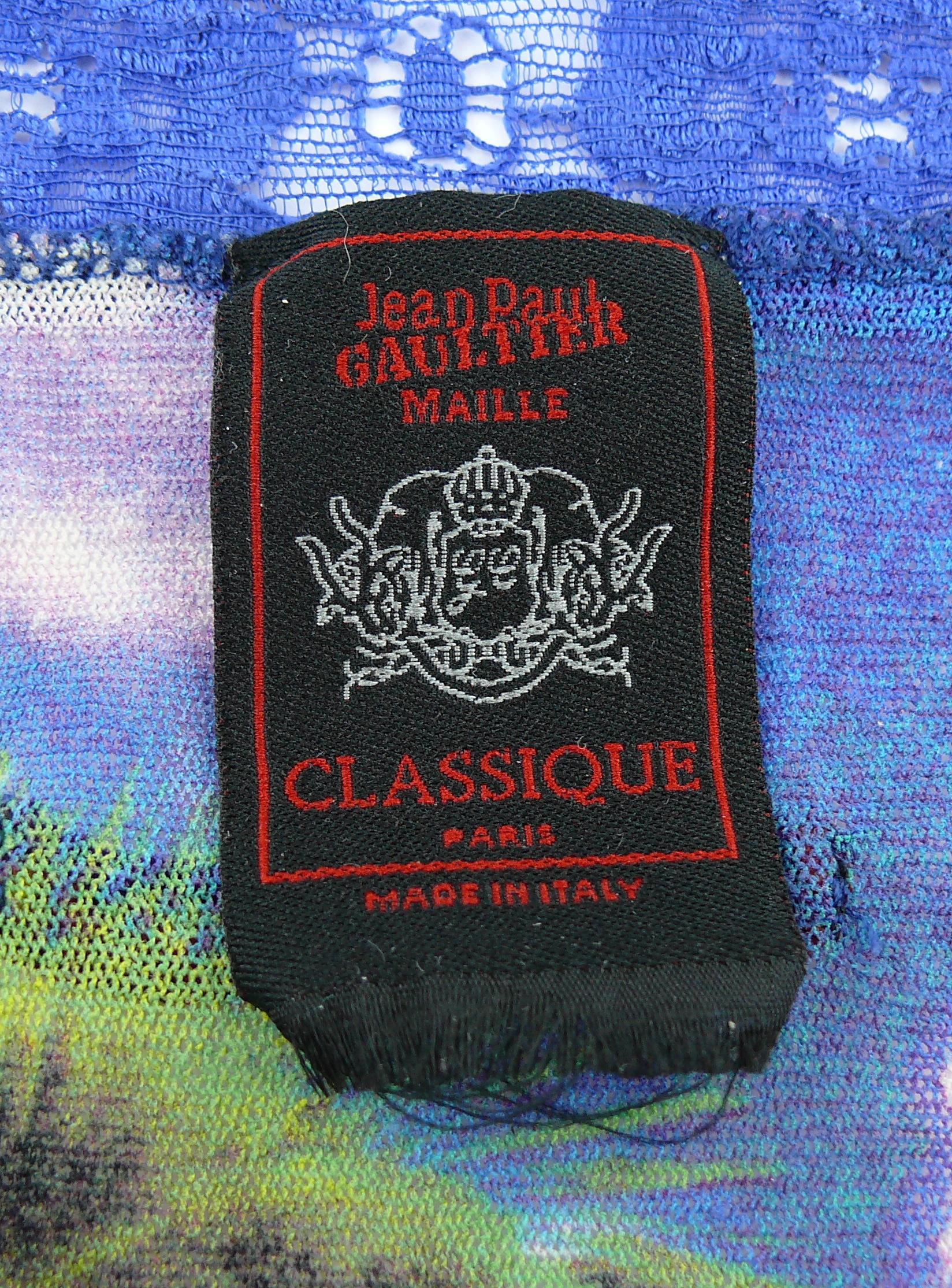 Jean Paul Gaultier Hindu Deity Sheer Mesh Top Size M In Excellent Condition In Nice, FR