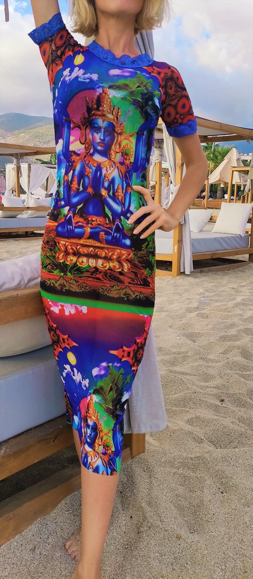 Jean Paul Gaultier Hindu God Shiva Butterfly Mesh Purple Vintage