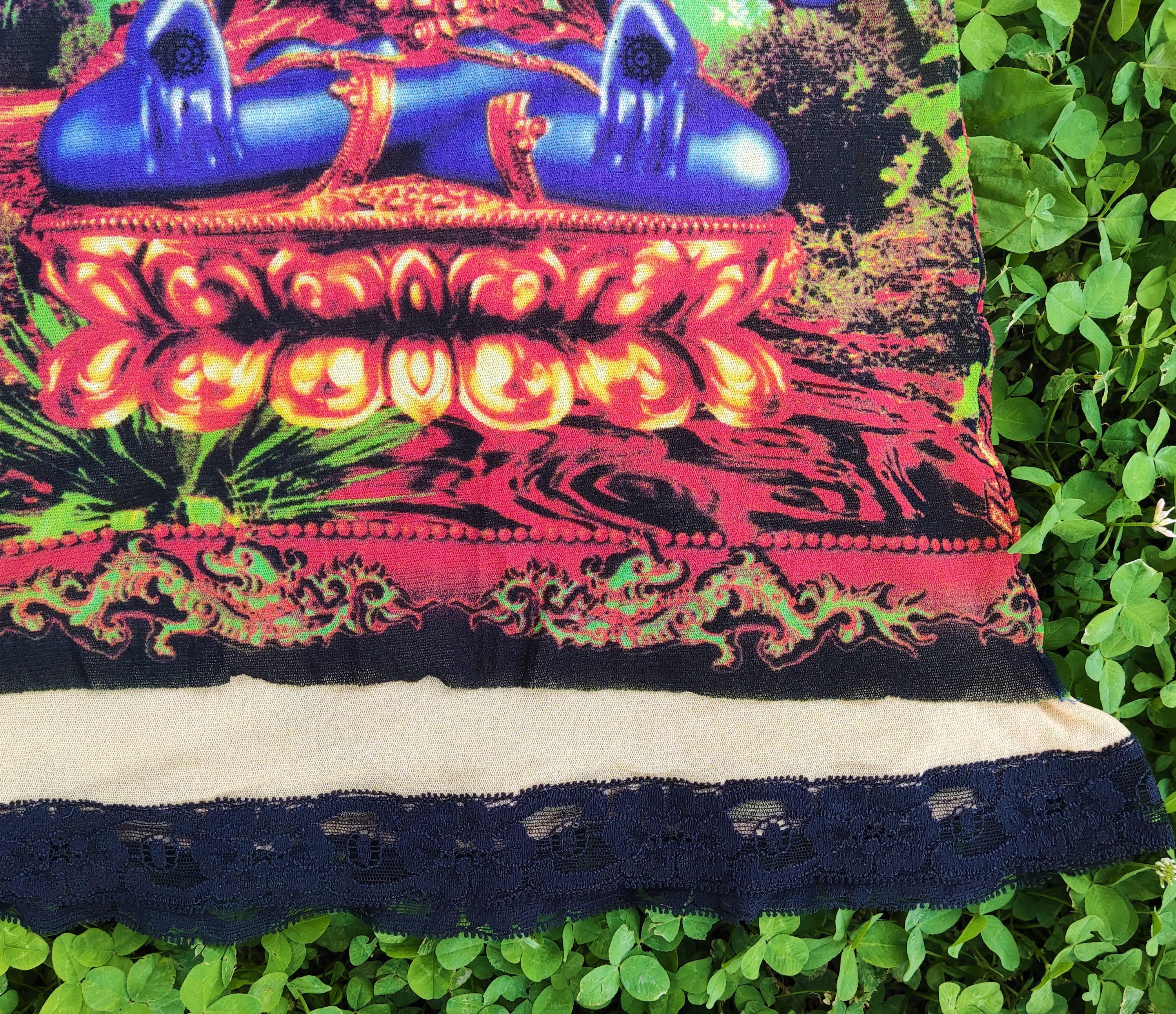 Jean Paul Gaultier Dios hindú Shiva Mariposa Tatuaje Malla Mini Vestido Vintage en venta 9