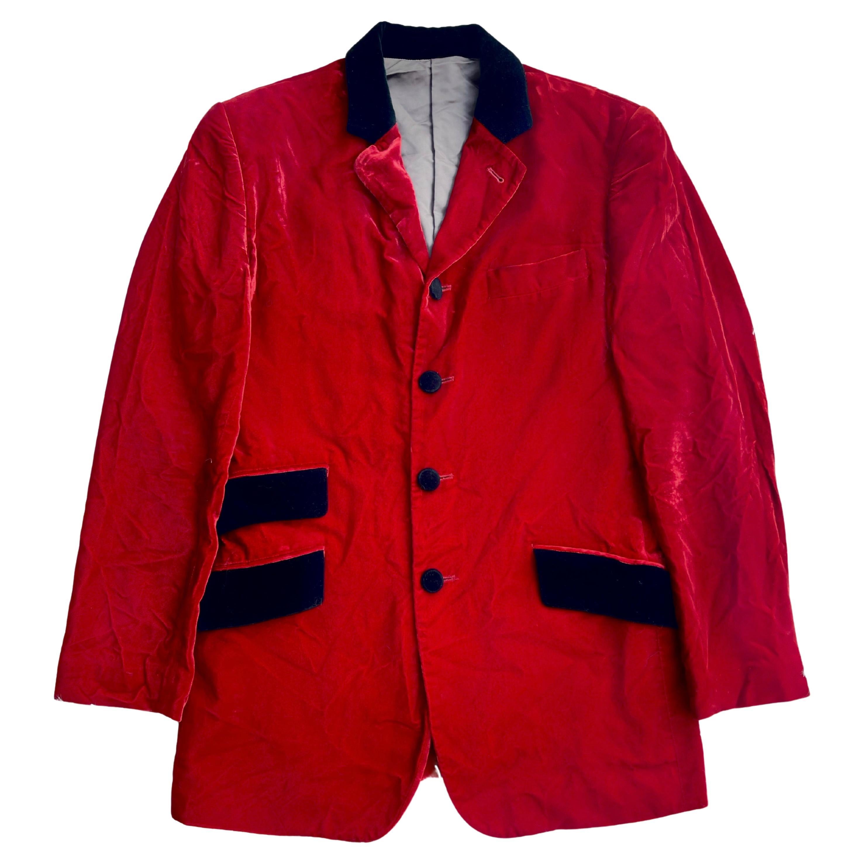 Jean Paul Gaultier Homme 1990's Velvet Blazer in Red For Sale