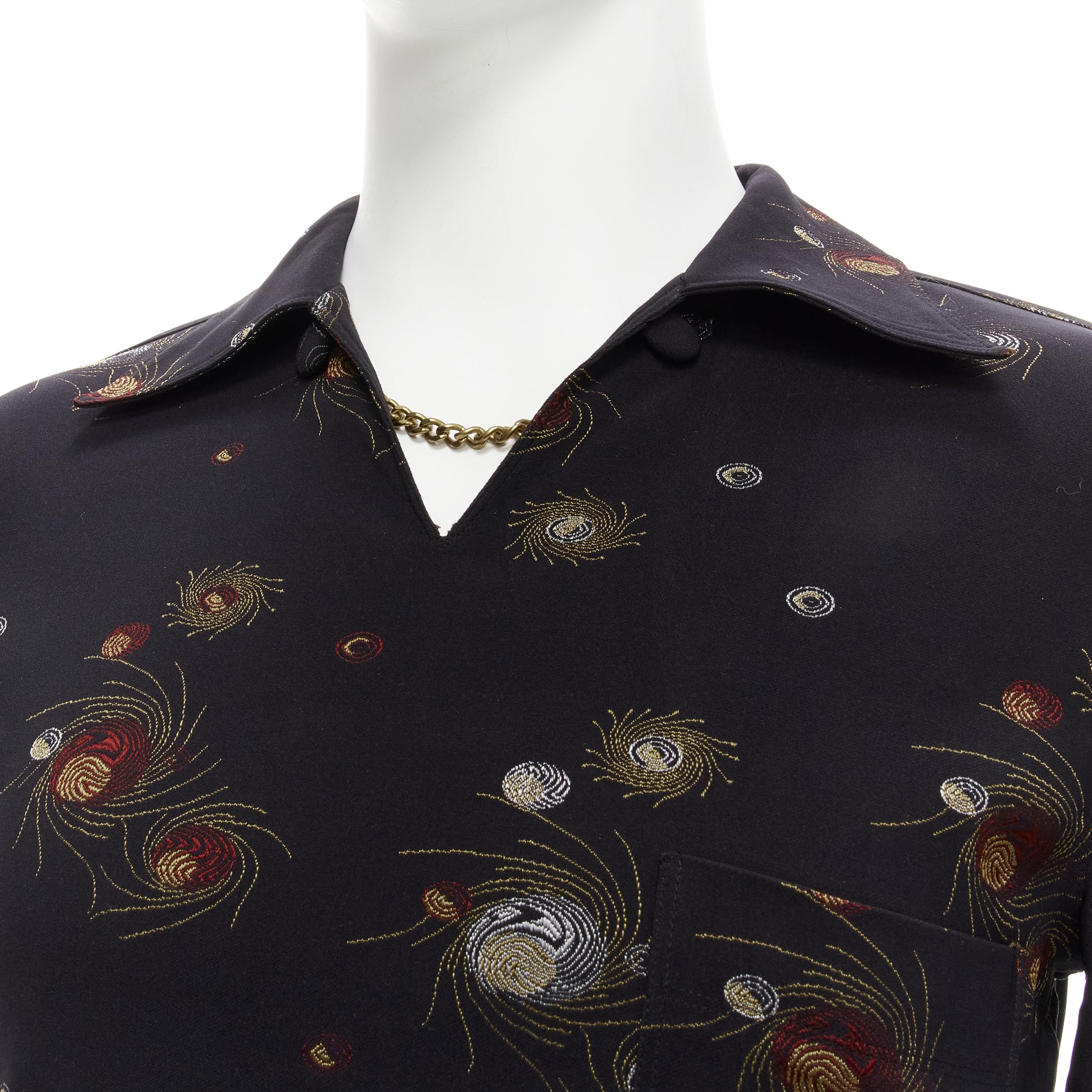 JEAN PAUL GAULTIER Homme Vintage black swirl brocade belted tunic top IT48 M For Sale 2