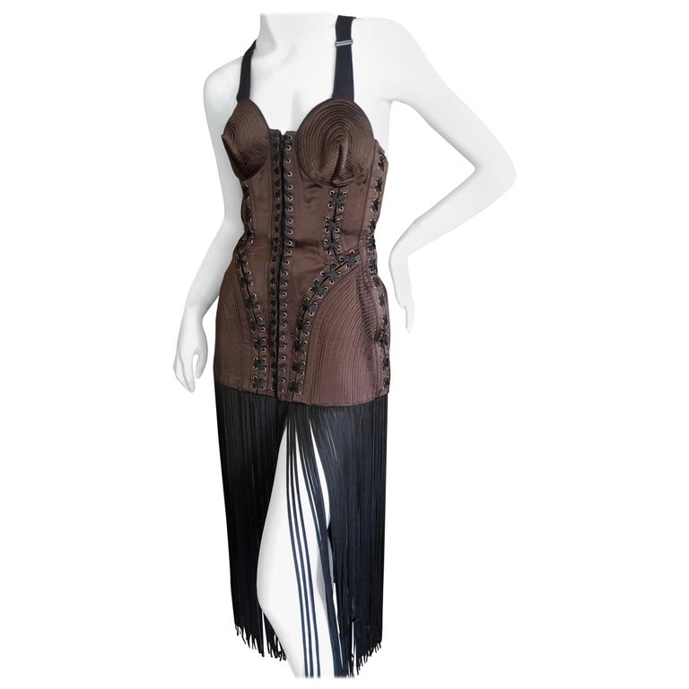 Jean Paul Gaultier Iconic 1989 Like a Virgin Cone Bra Corset with Fringe  at 1stDibs