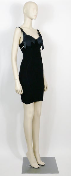 Jean Paul Gaultier Iconic Black Bondage Cone Bra Mini Bodycon Dress Size S