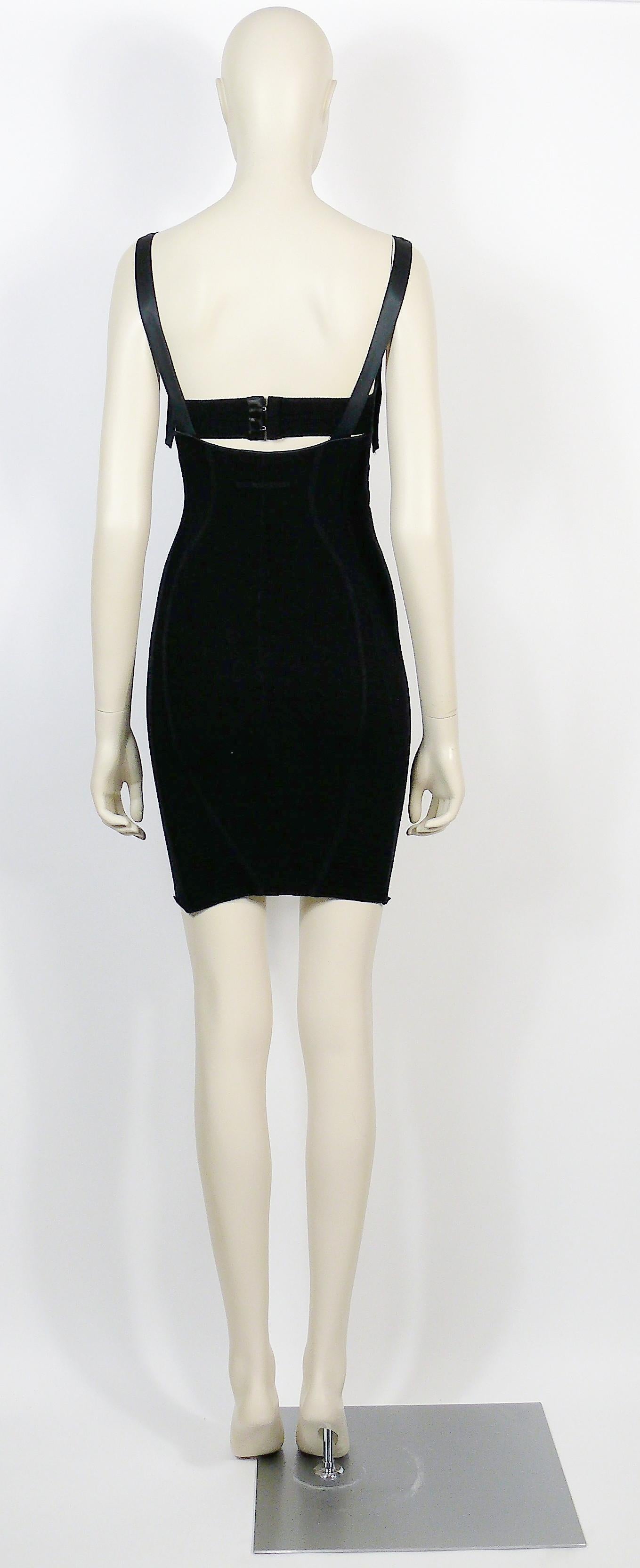 Jean Paul Gaultier Iconic Black Bondage Cone Bra Mini Bodycon Dress Size S For Sale 1
